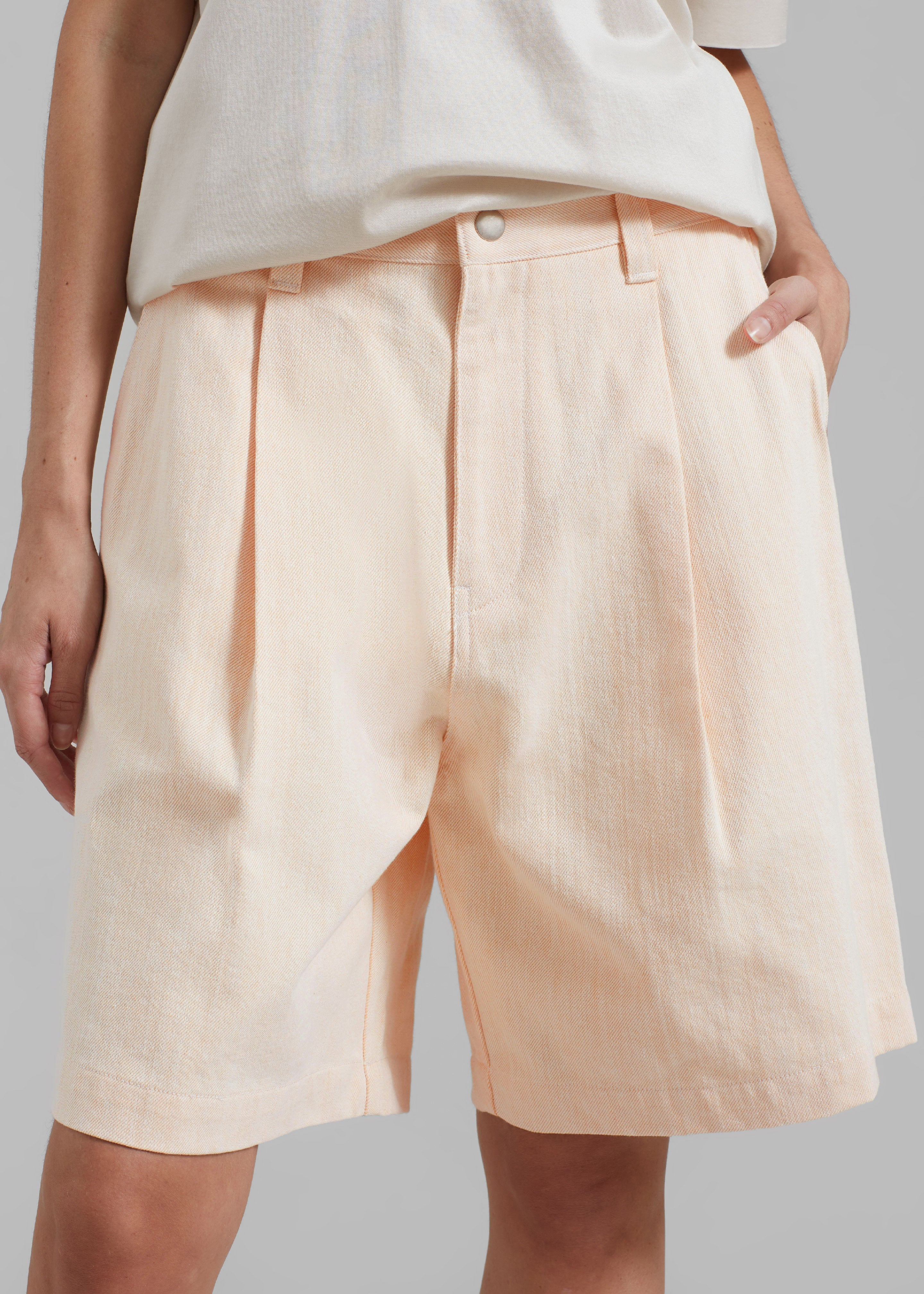 Lou Denim Bermuda Shorts - Light Apricot - 2
