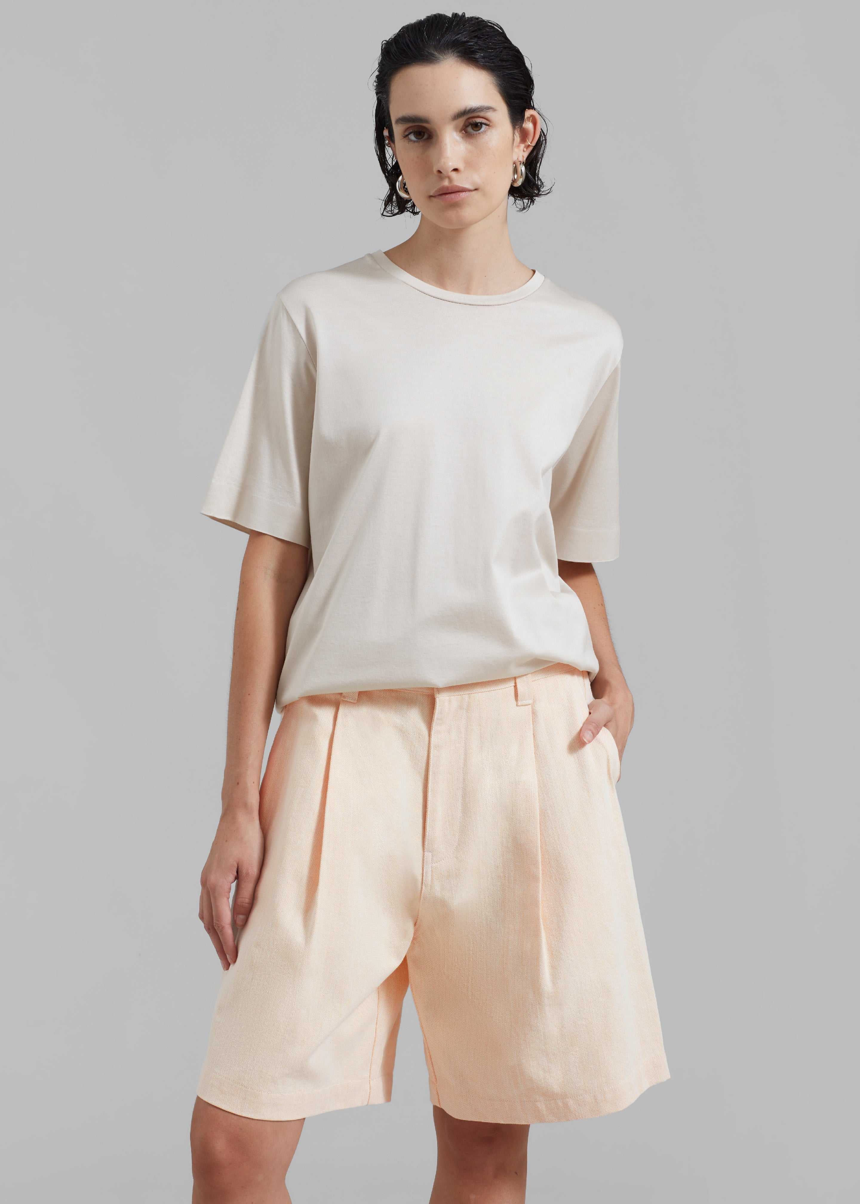 Lou Denim Bermuda Shorts - Light Apricot - 6