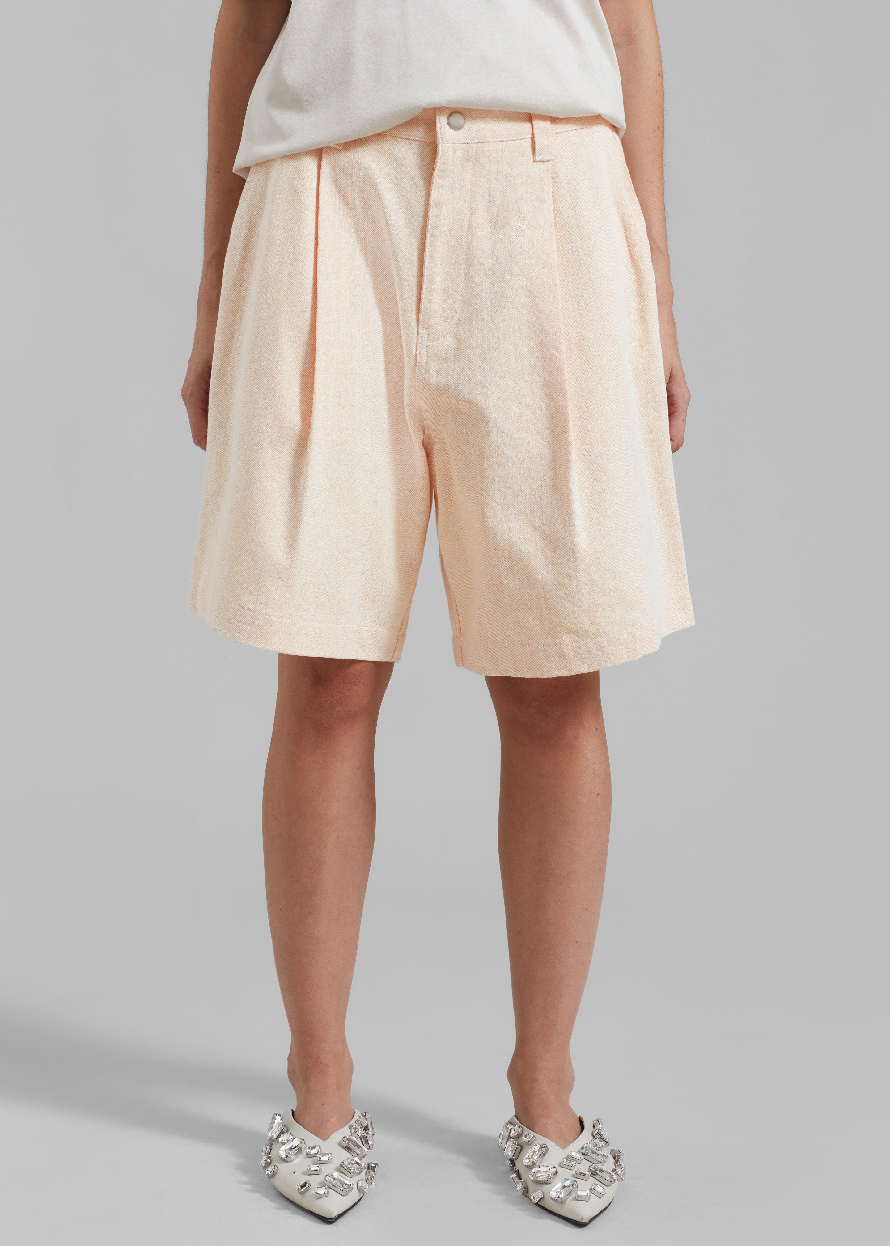Lou Denim Bermuda Shorts - Light Apricot - 4