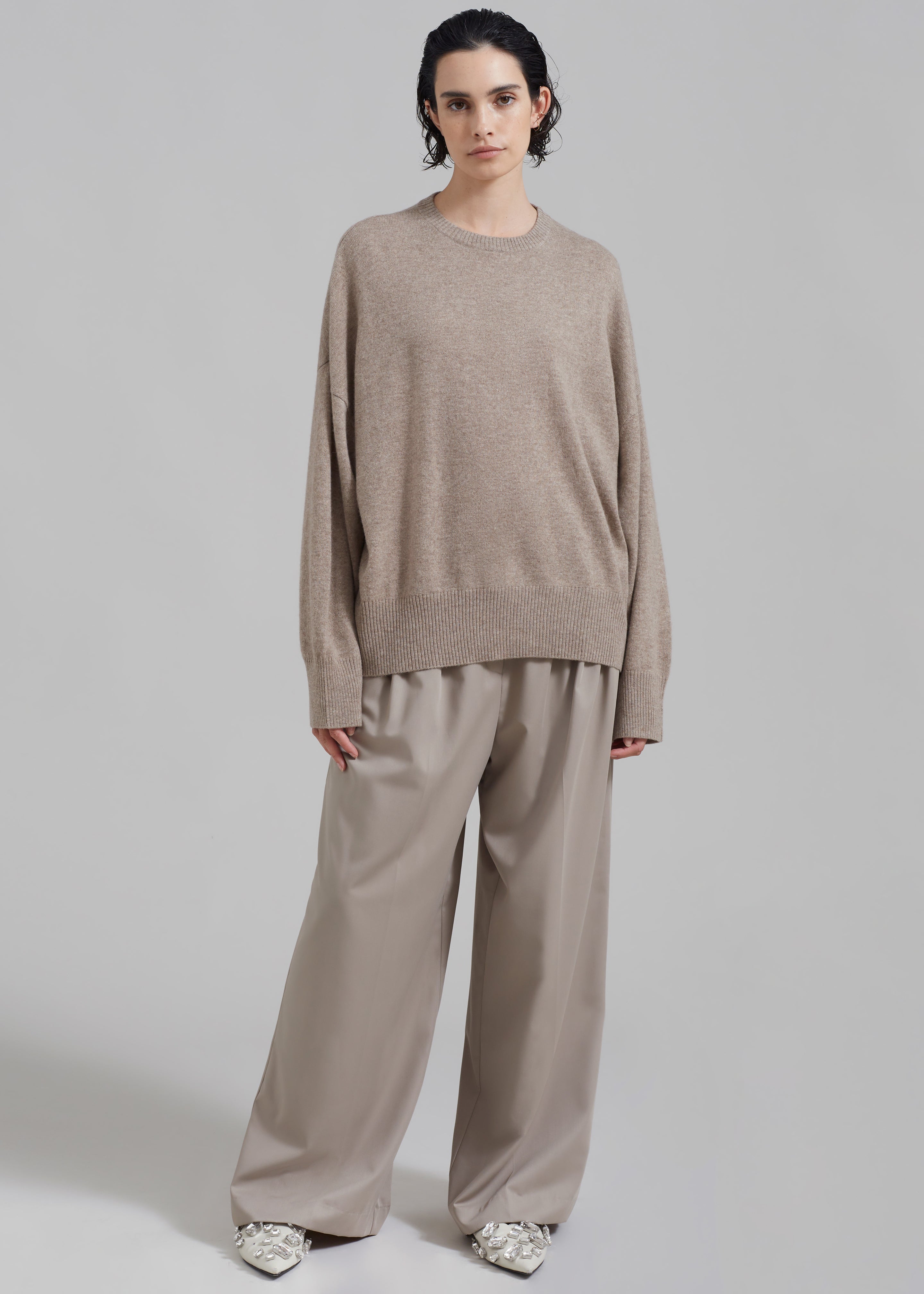 Loulou Studio Anaa Cashmere Sweater - Beige Melange - 1