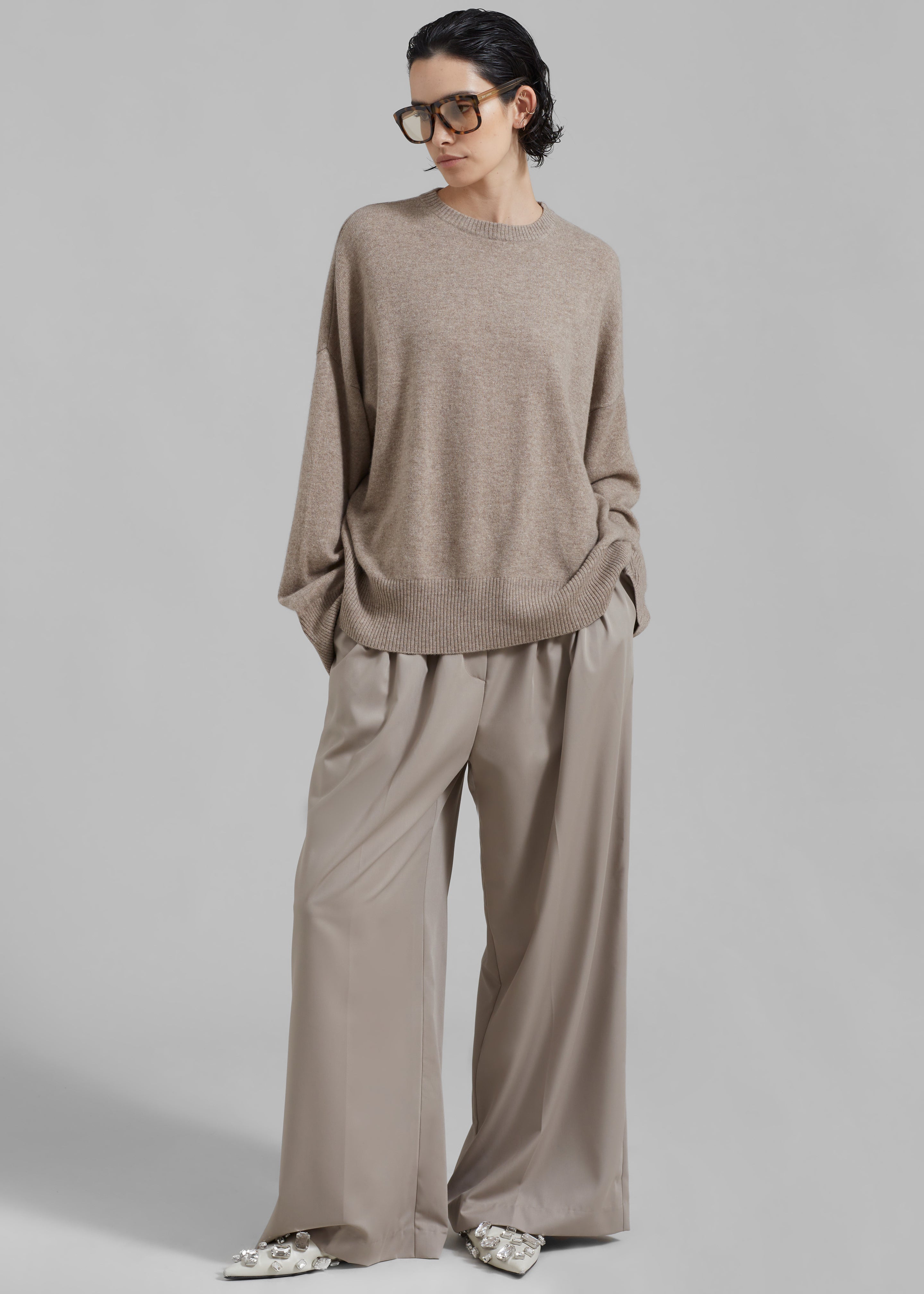 Loulou Studio Anaa Cashmere Sweater - Beige Melange - 4