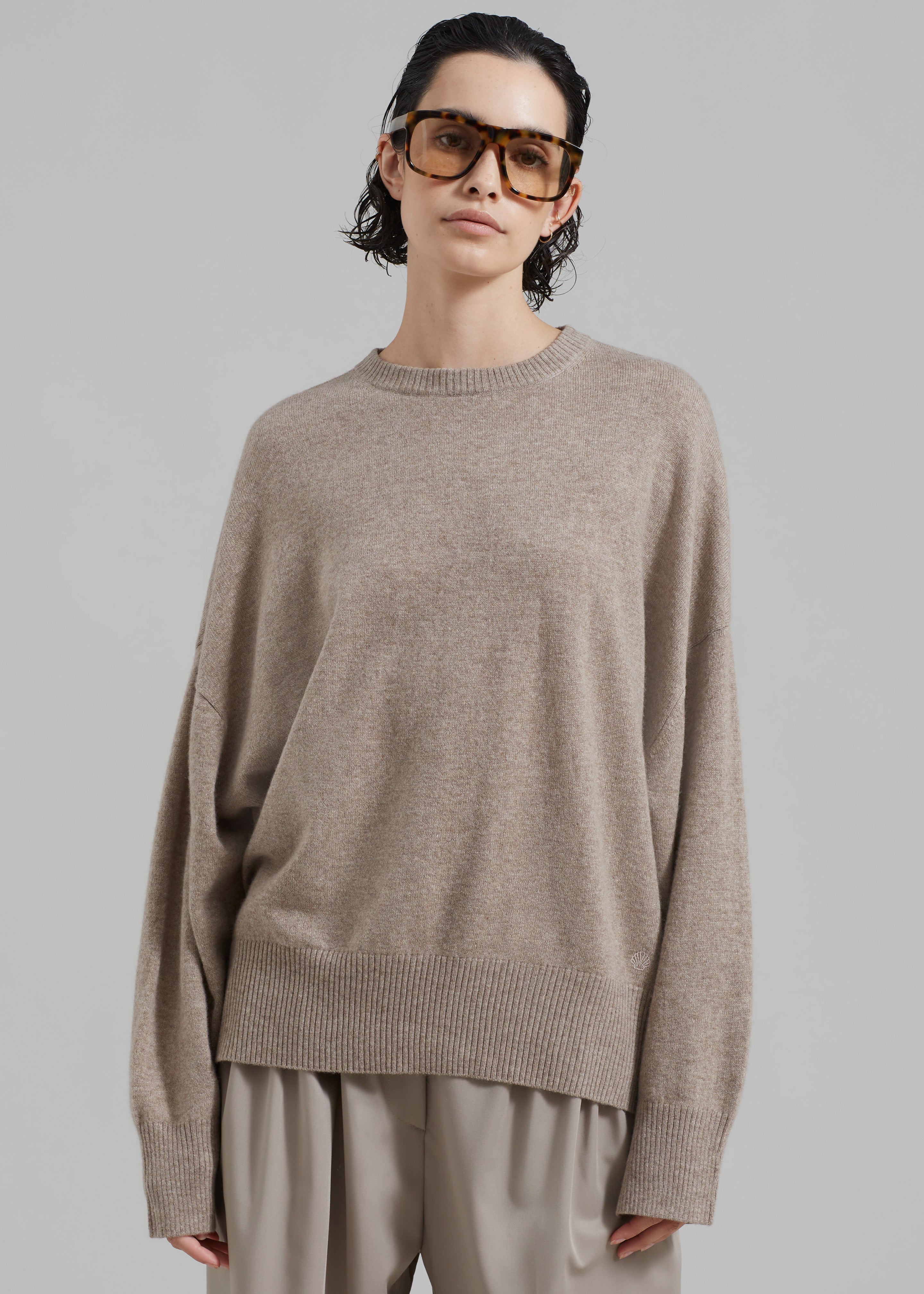Loulou Studio Anaa Cashmere Sweater - Beige Melange - 5