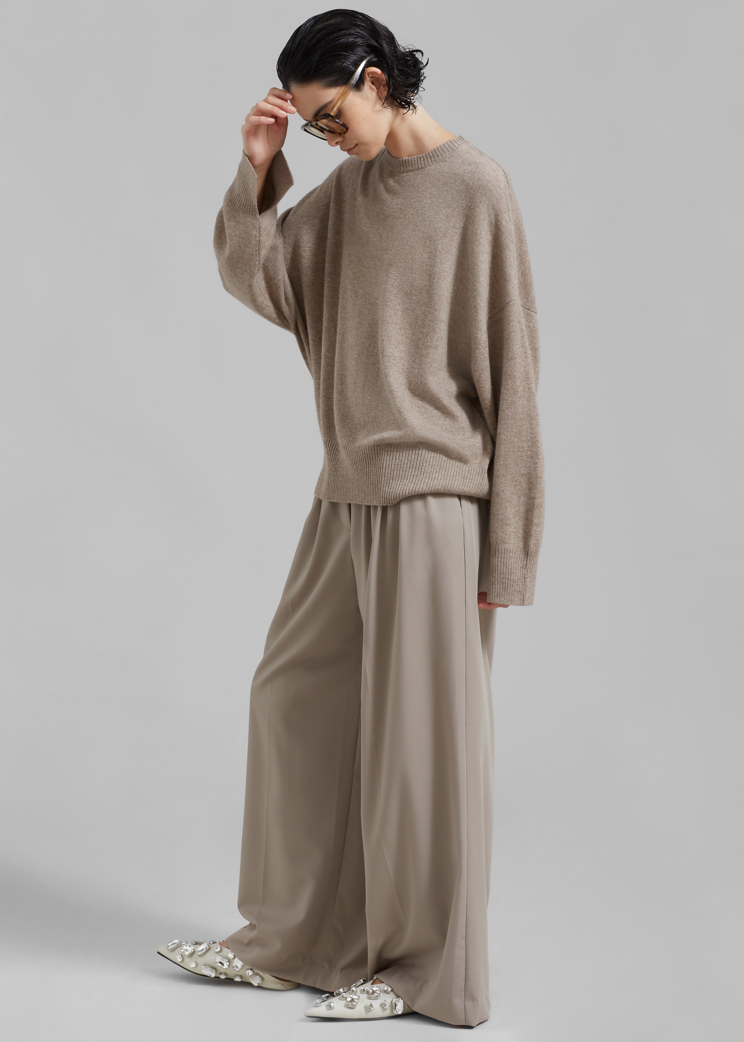 Loulou Studio Anaa Cashmere Sweater - Beige Melange - 2