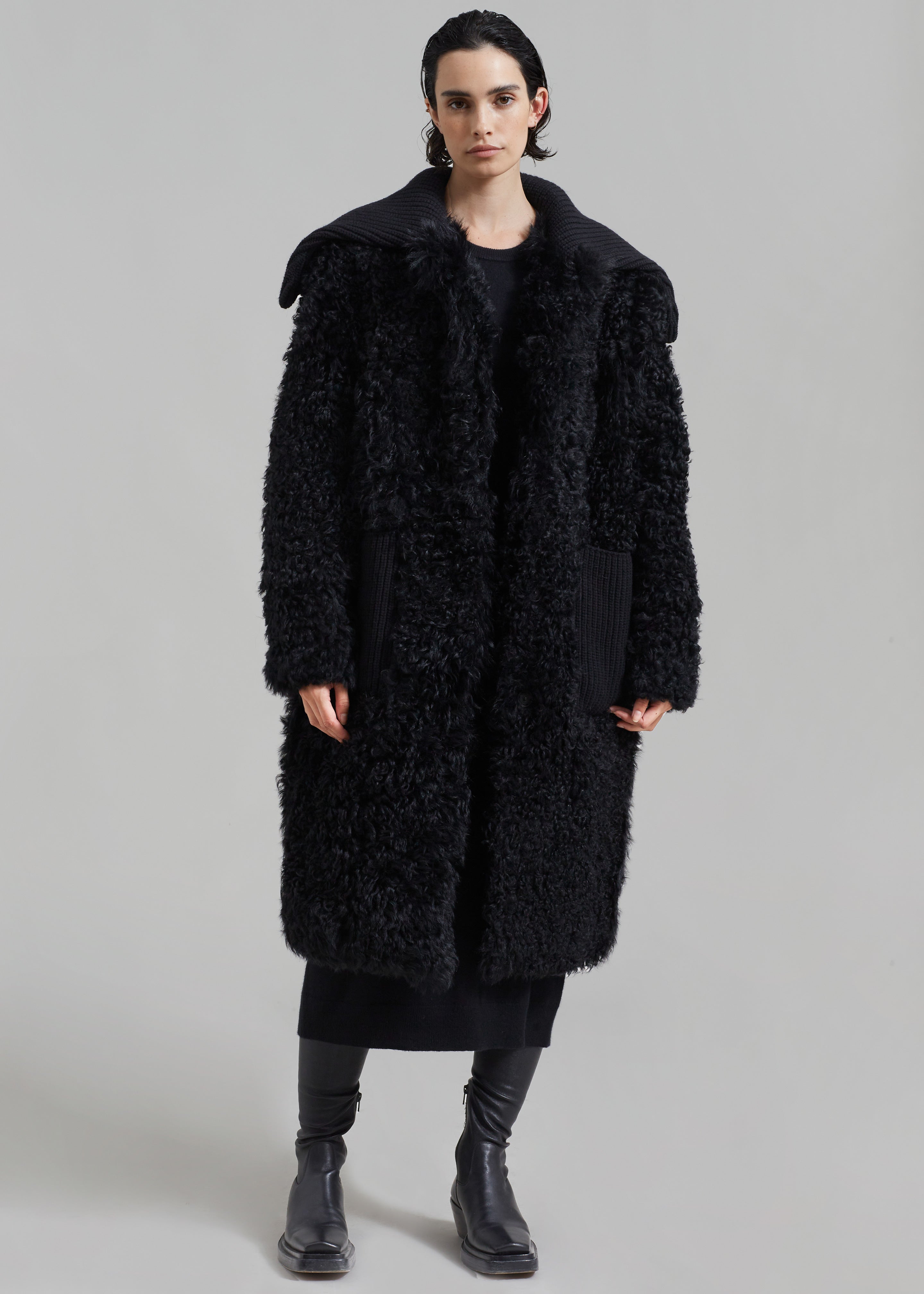 Loulou Studio Orso Fur Coat - Black - 1