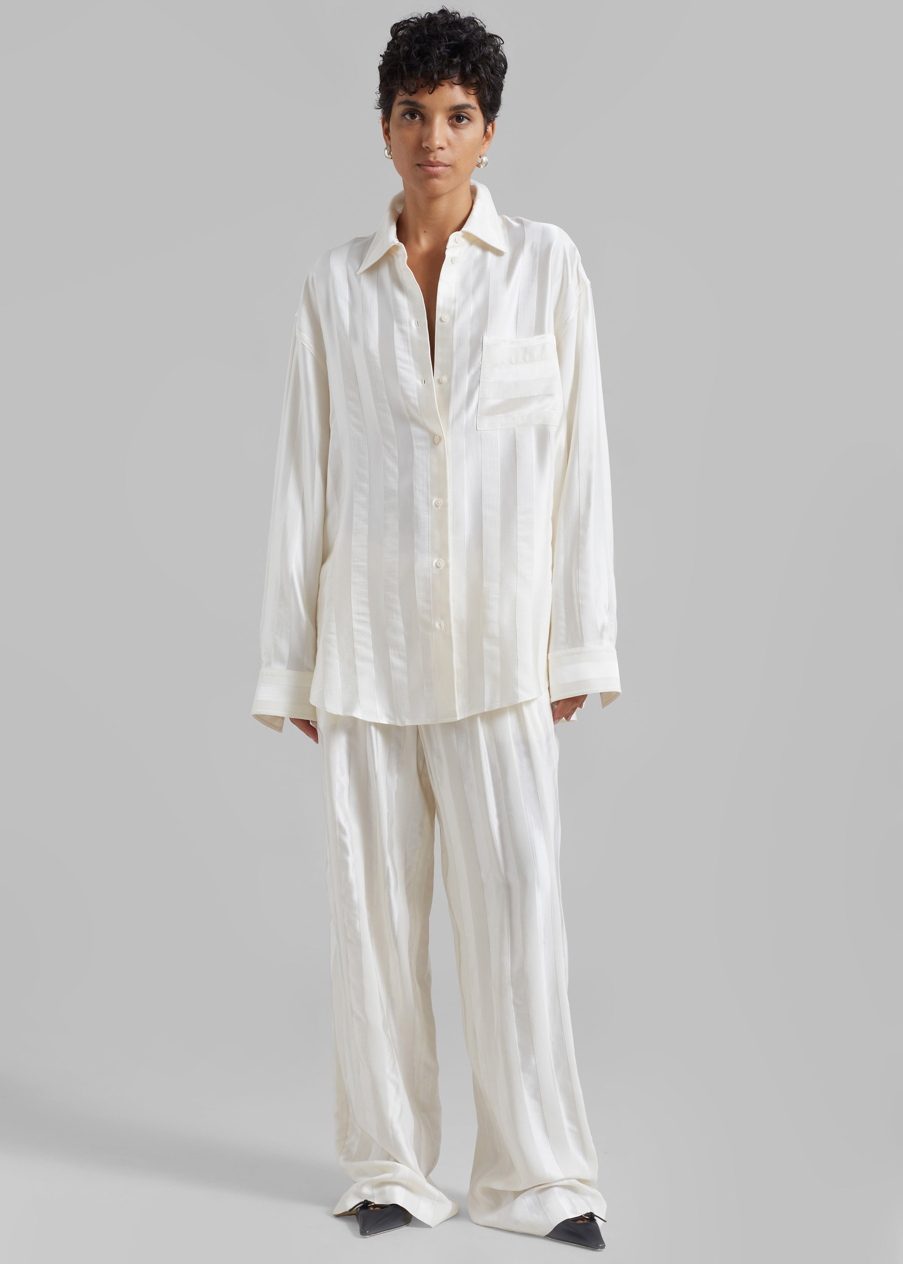 Loulou Studio Grant Shirt - Ivory - 5