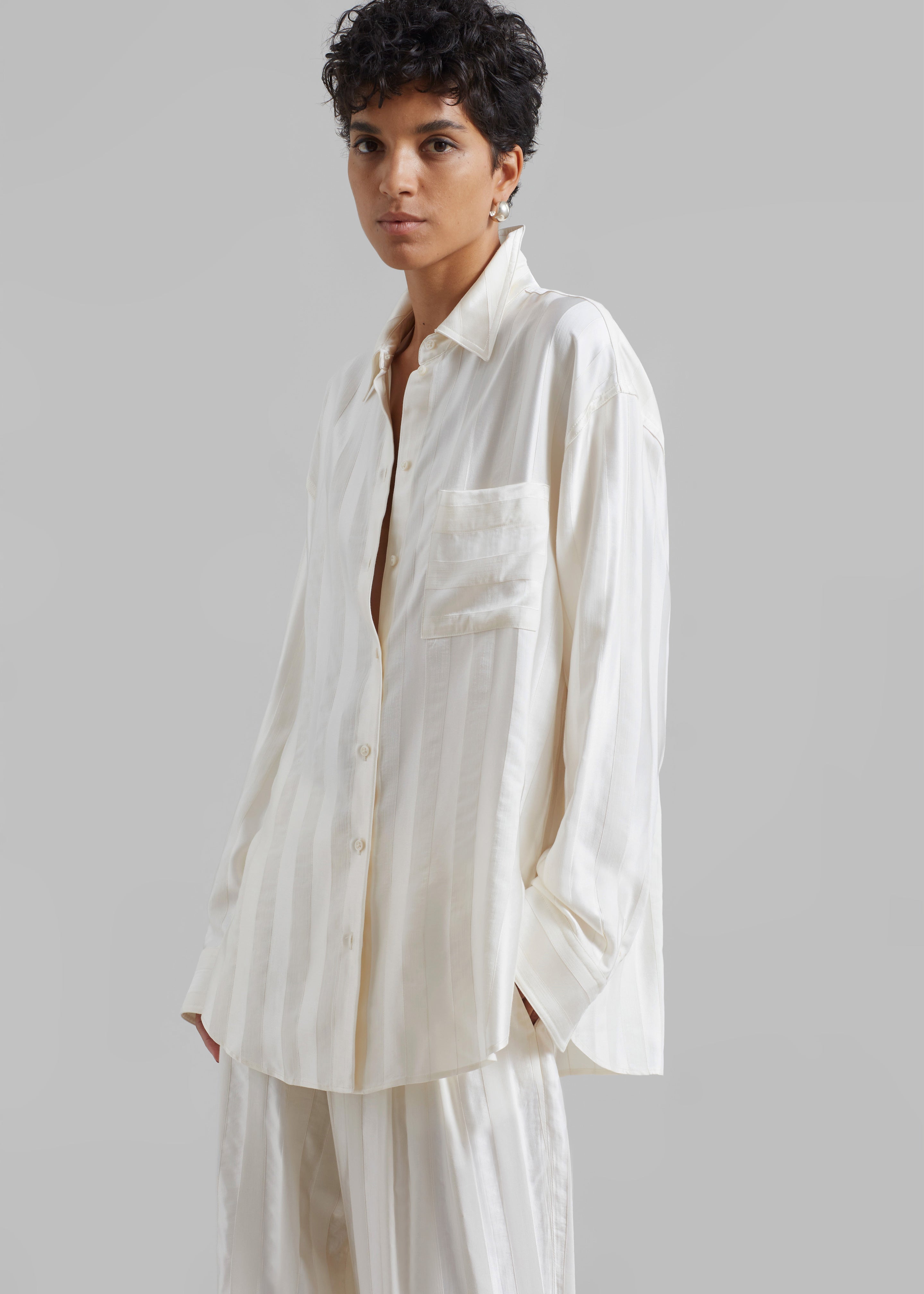 Loulou Studio Grant Shirt - Ivory - 6