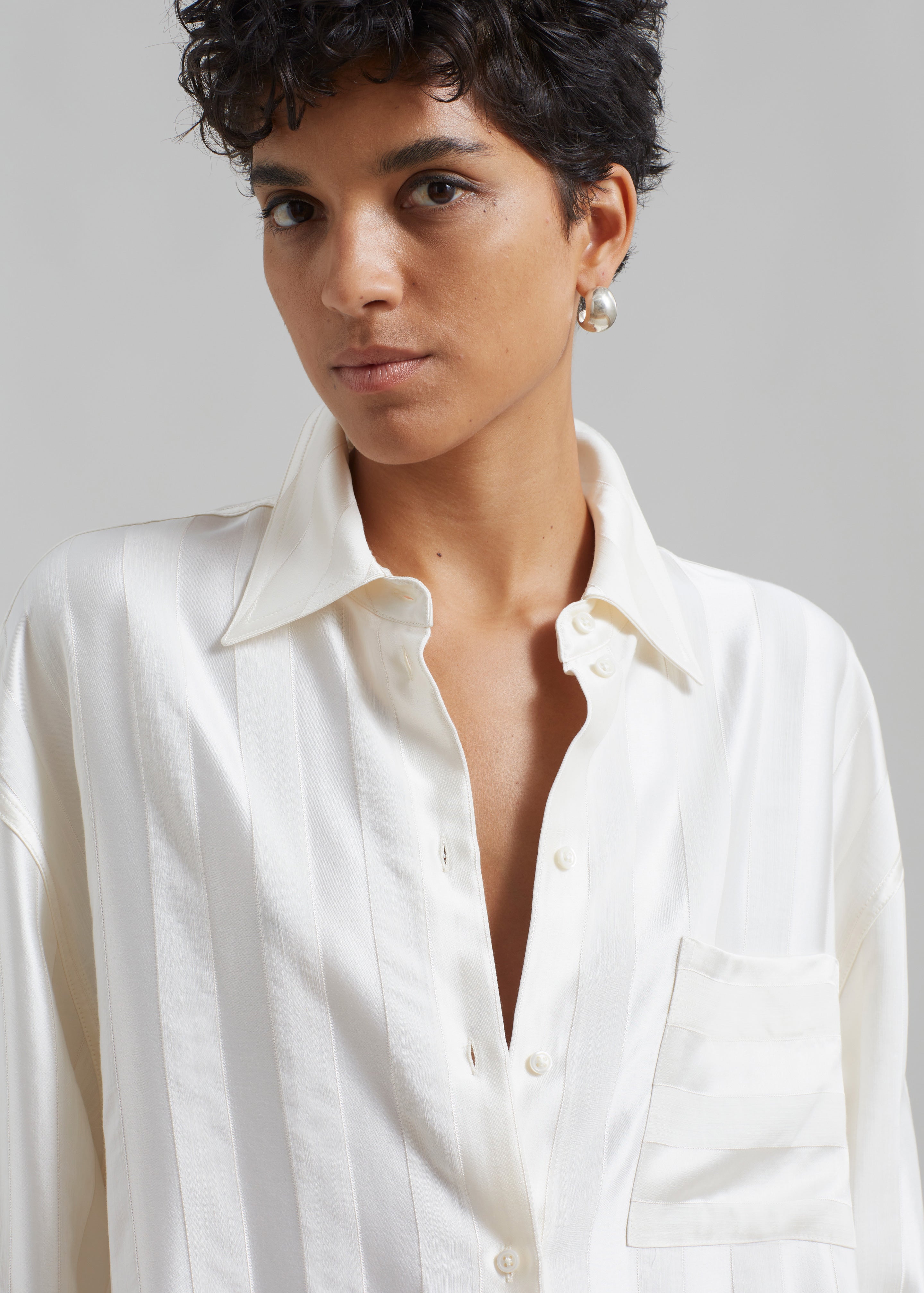 Loulou Studio Grant Shirt - Ivory - 3