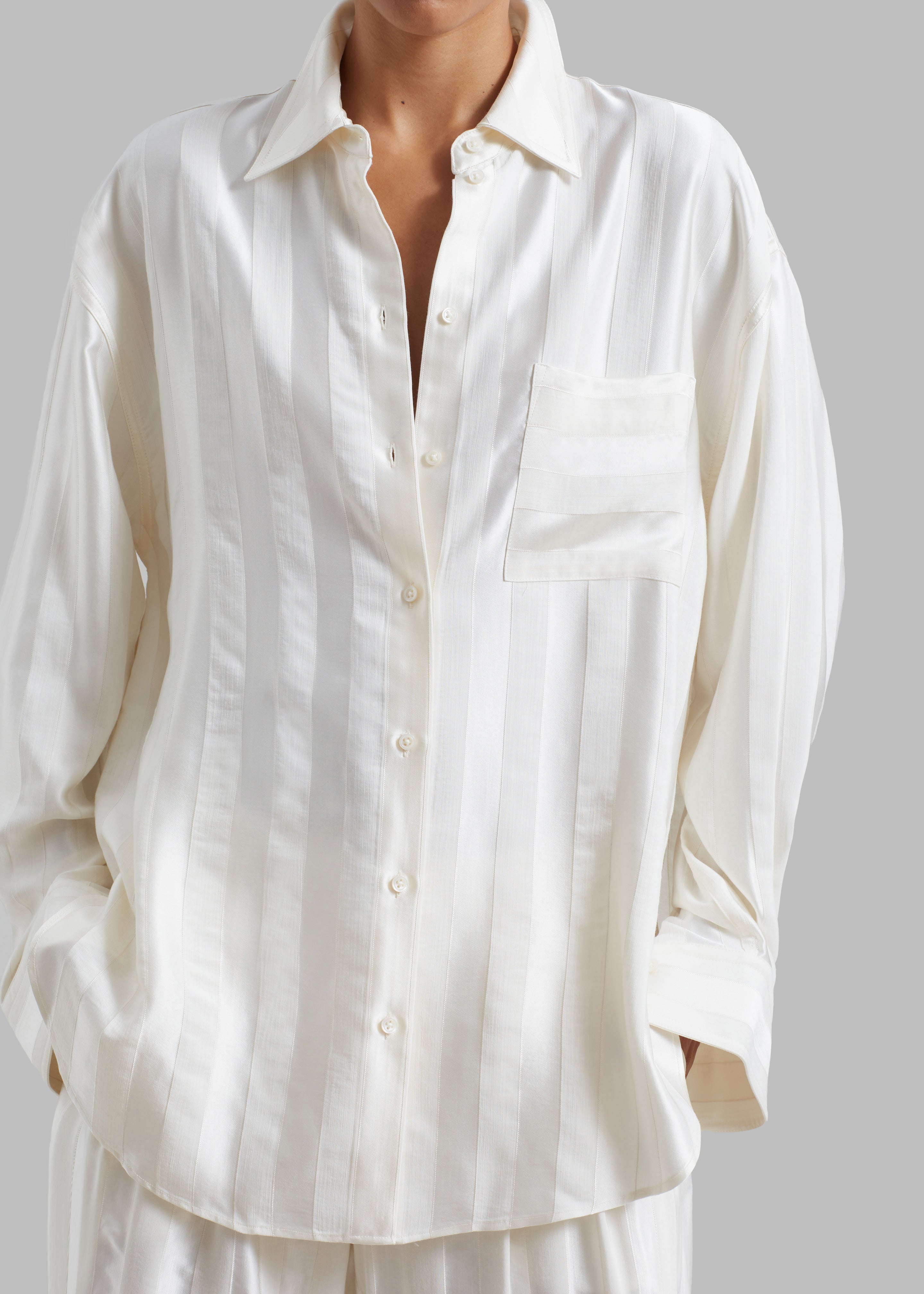 Loulou Studio Grant Shirt - Ivory - 4