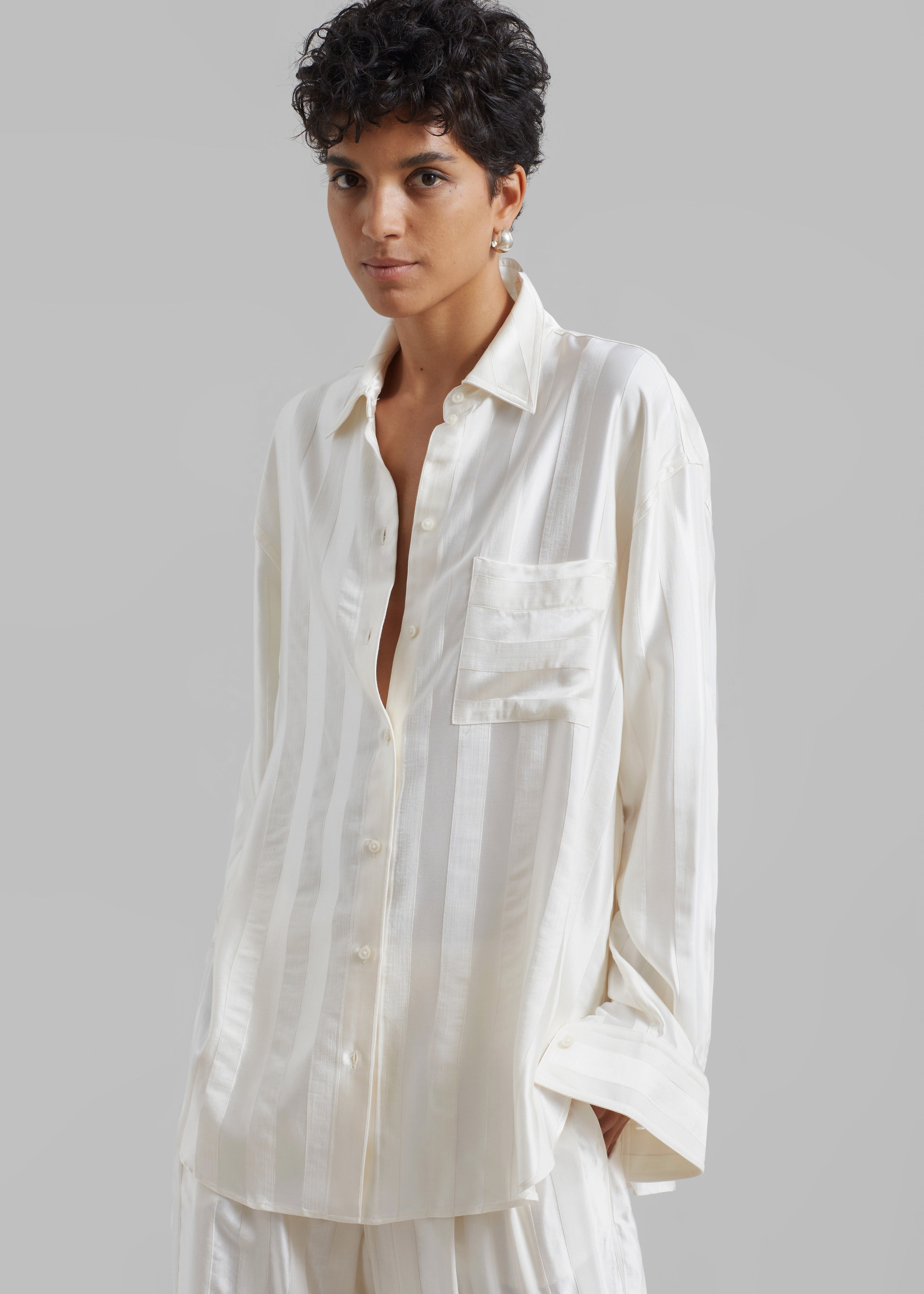 Loulou Studio Grant Shirt - Ivory - 2