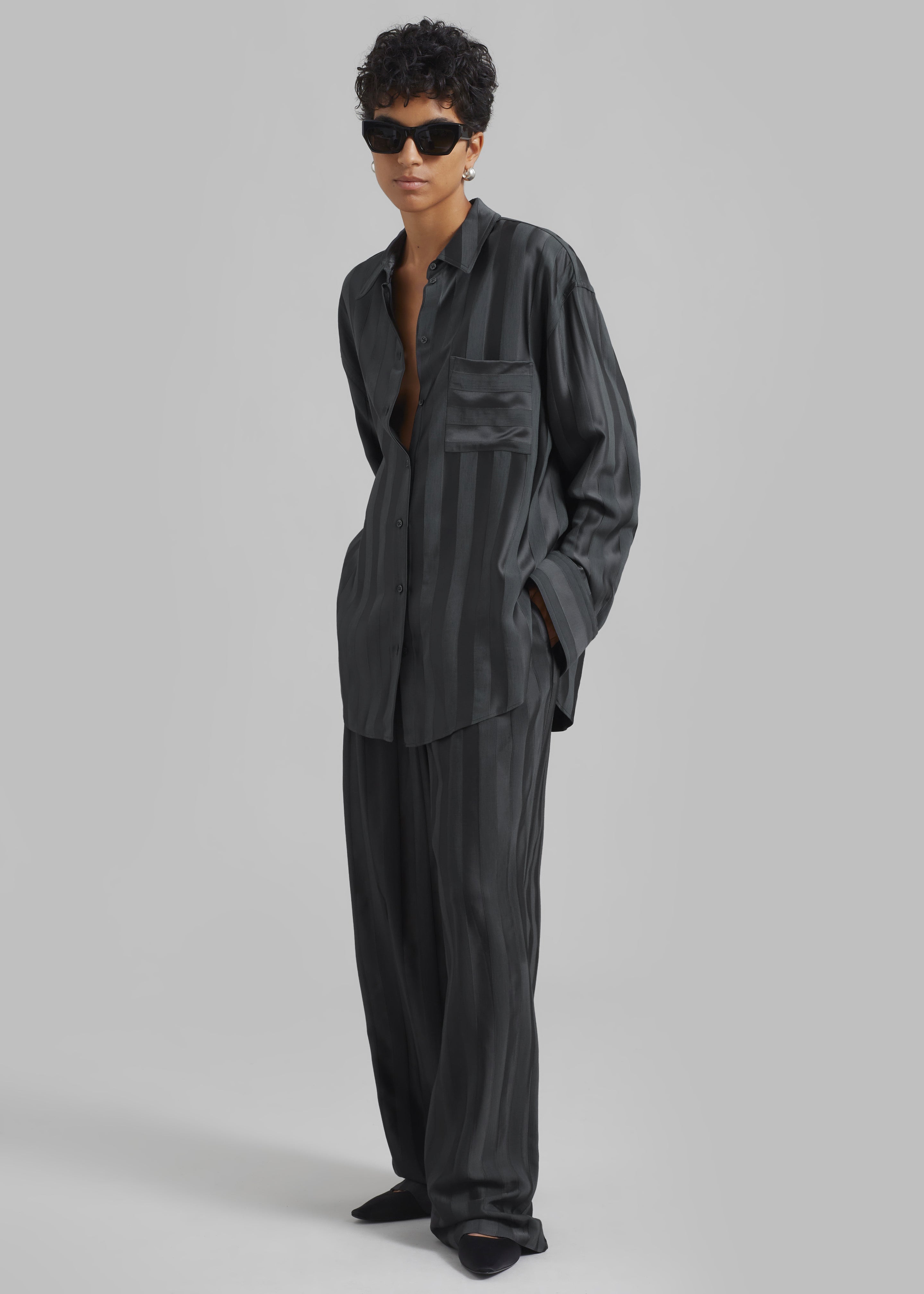 Loulou Studio Siaro Wide Leg Pants - Grey Anthracite - 1
