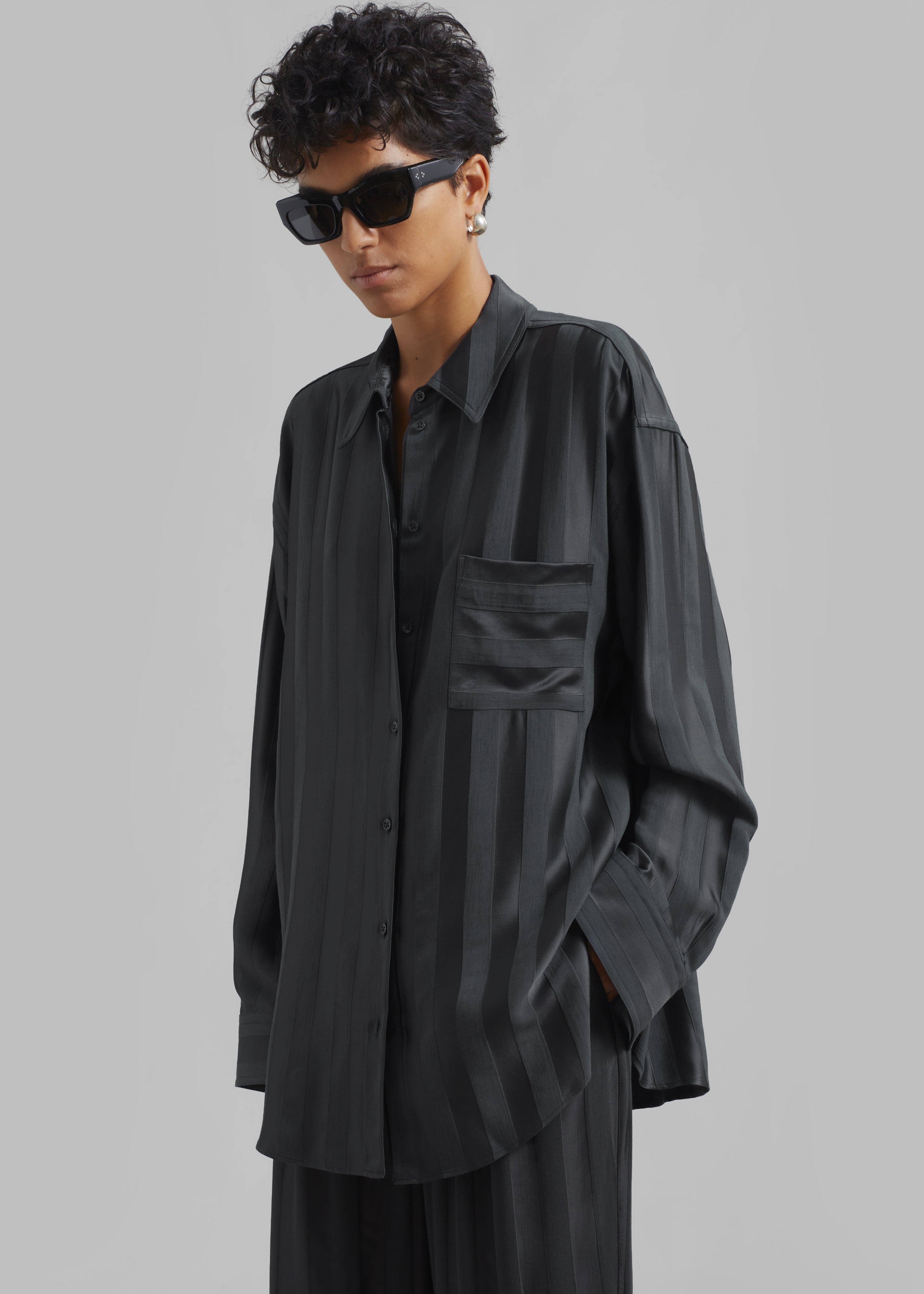 Loulou Studio Grant Shirt - Grey Anthracite - 4