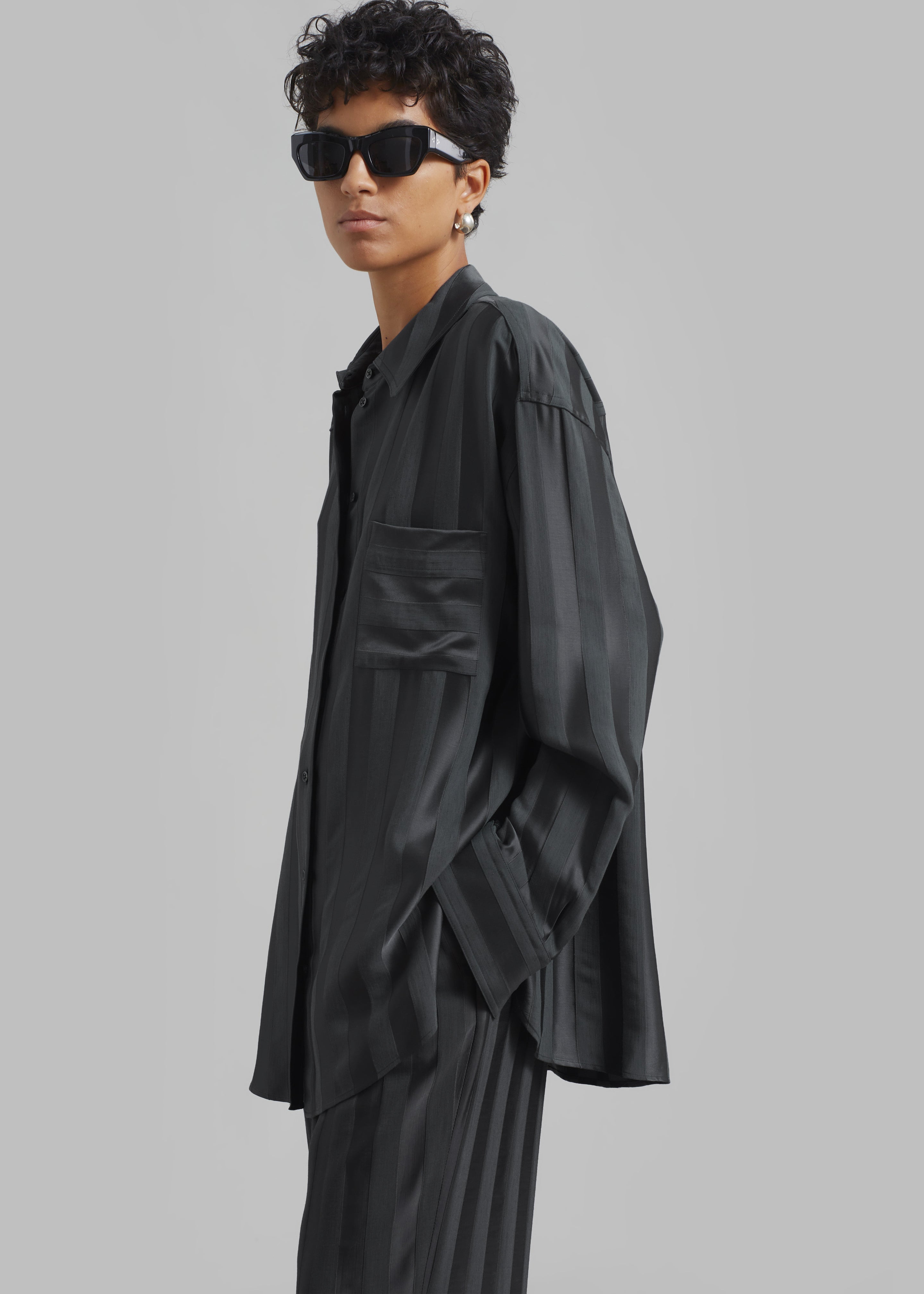 Loulou Studio Grant Shirt - Grey Anthracite - 1