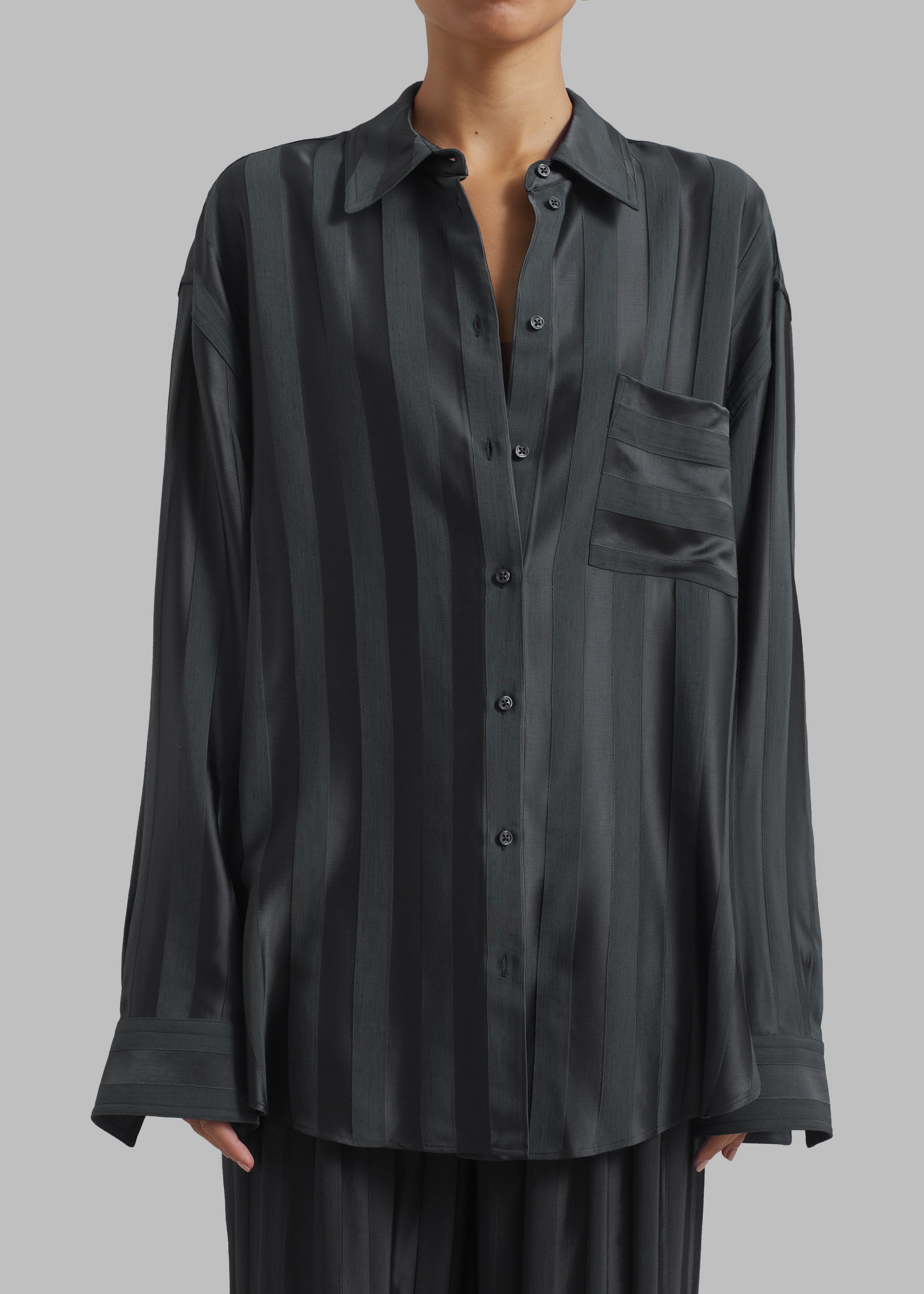 Loulou Studio Grant Shirt - Grey Anthracite - 5