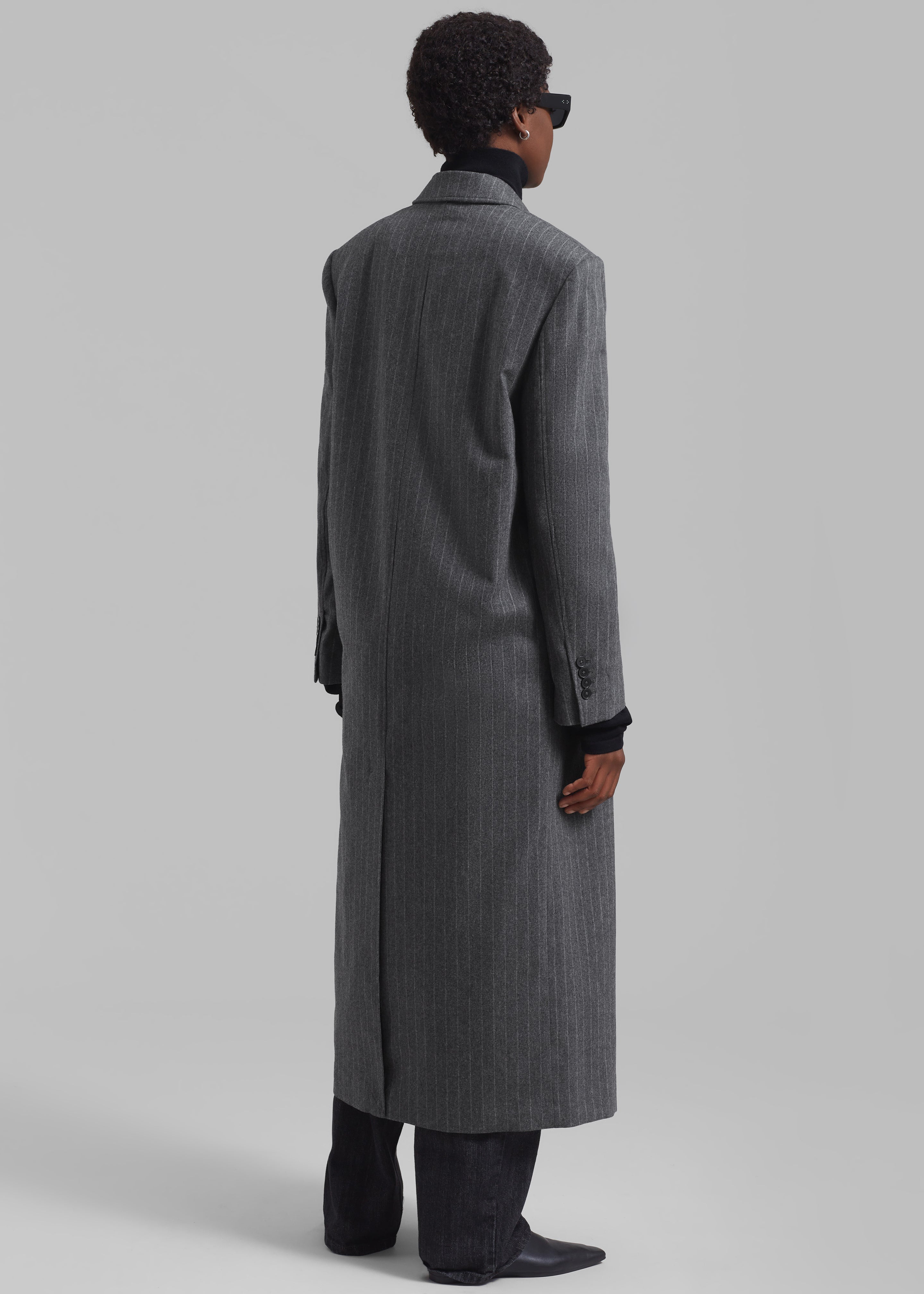 Loulou Studio Ido Long Coat - Grey Stripes - 8