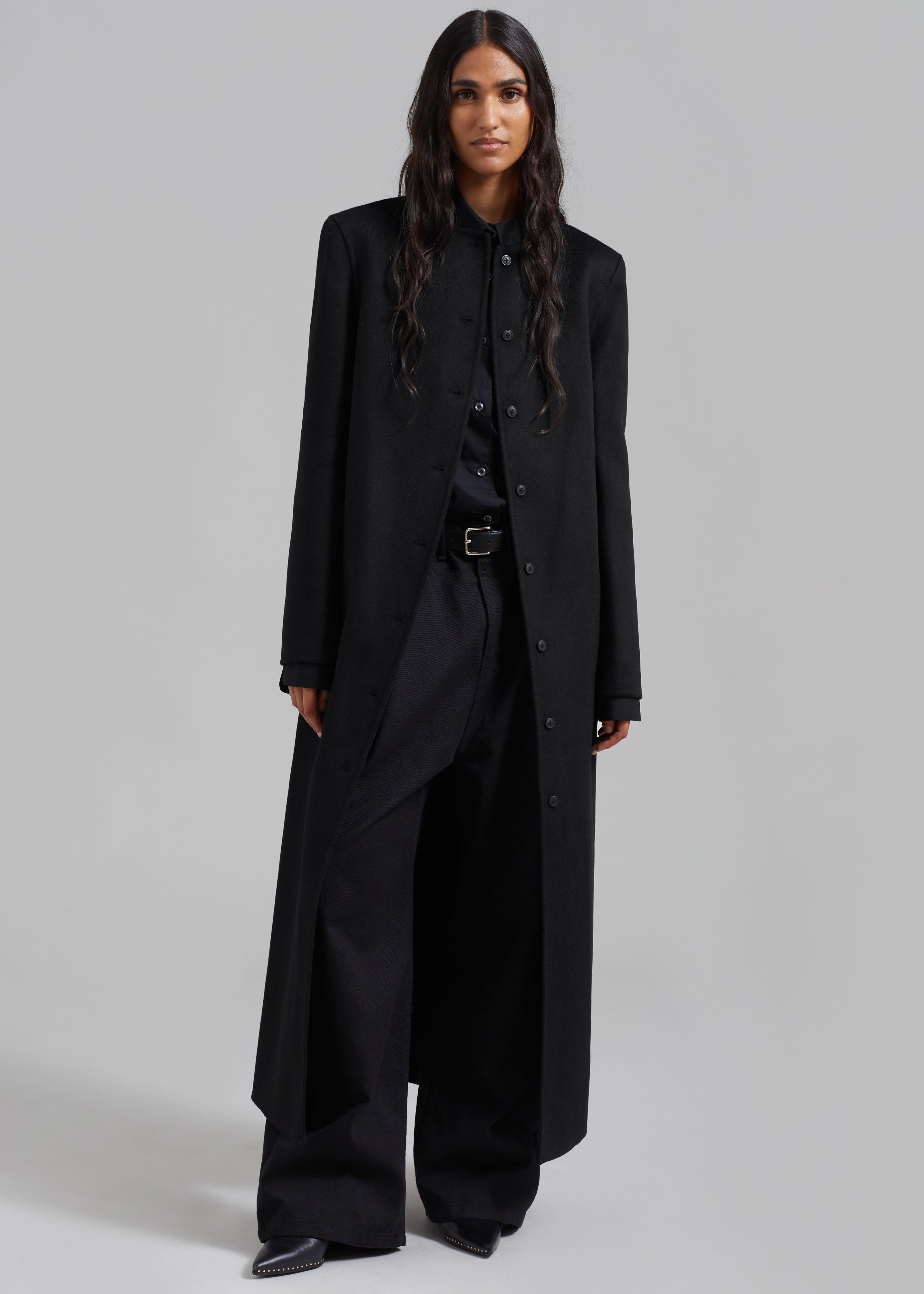Loulou Studio Martil Long Coat - Black - 1