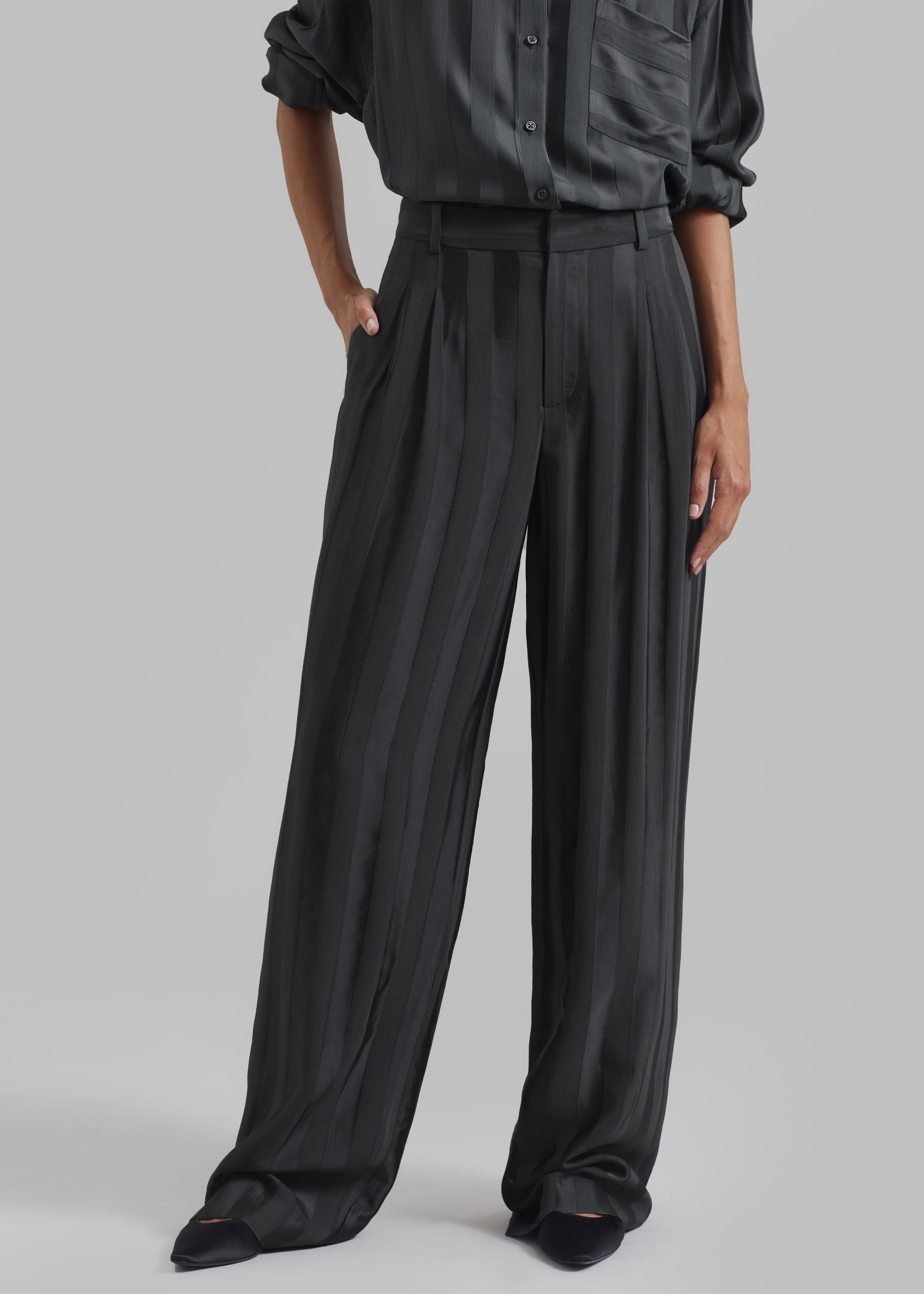 Loulou Studio Siaro Wide Leg Pants - Grey Anthracite - 2