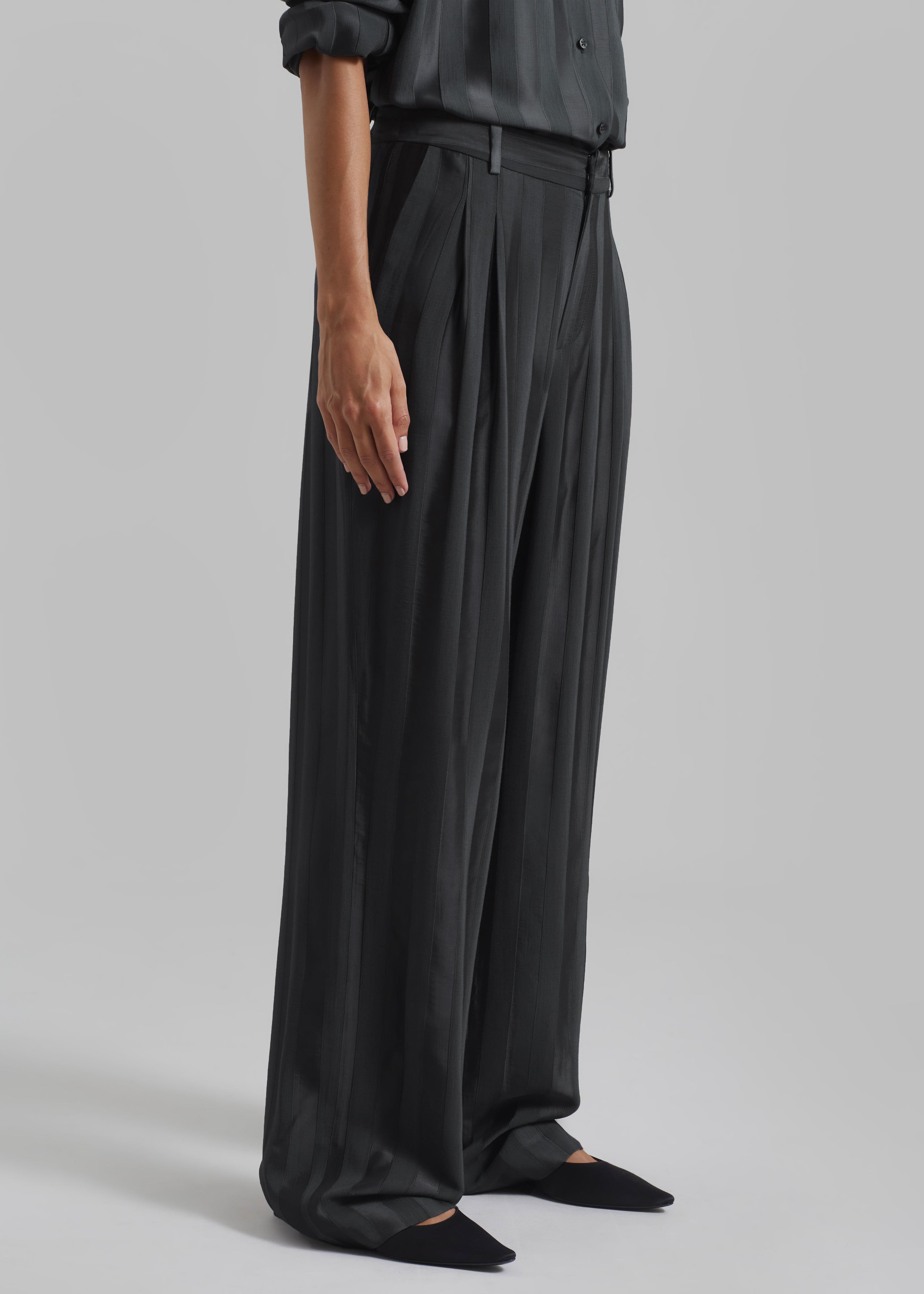 Loulou Studio Siaro Wide Leg Pants - Grey Anthracite - 5