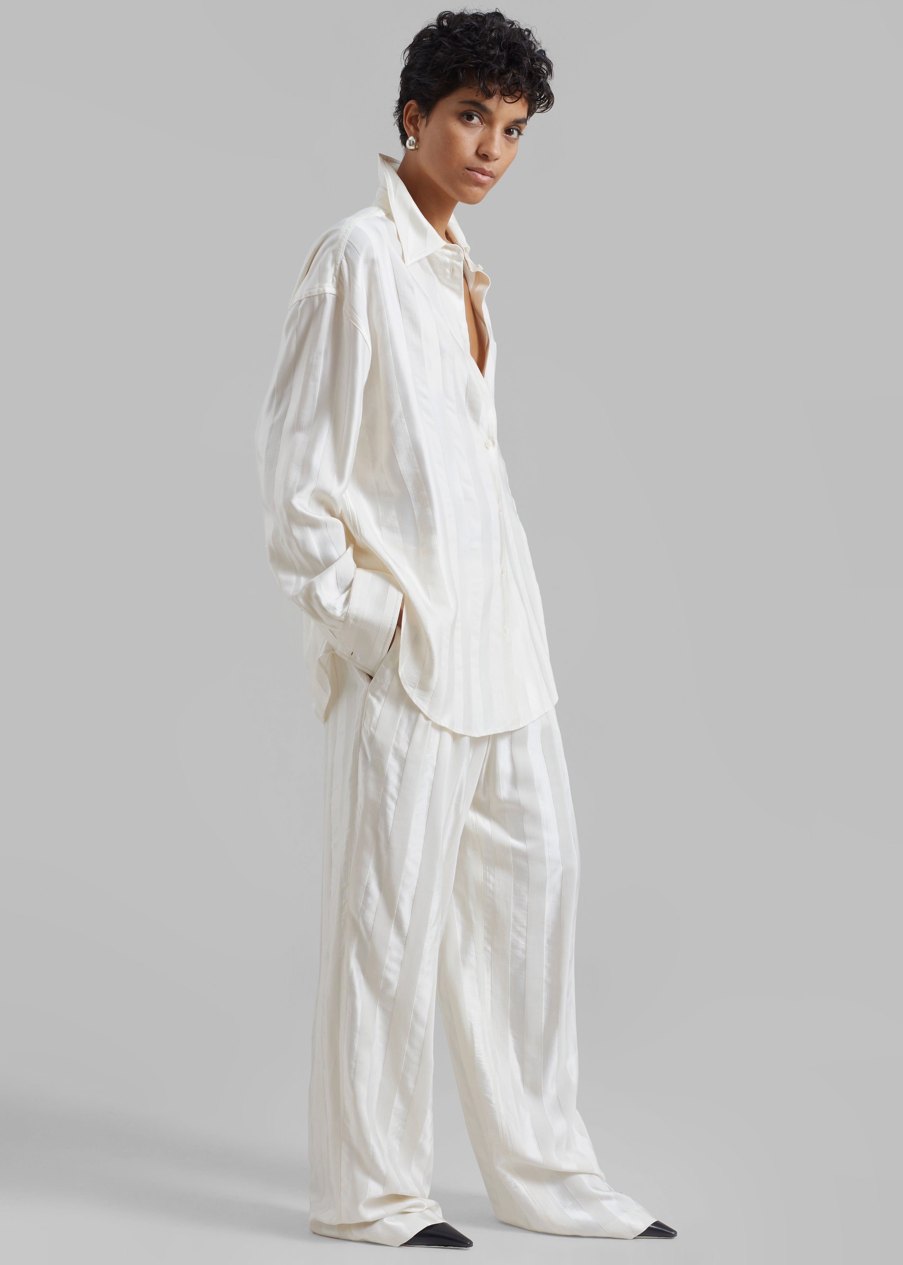 Loulou Studio Siaro Wide Leg Pants - Ivory - 5