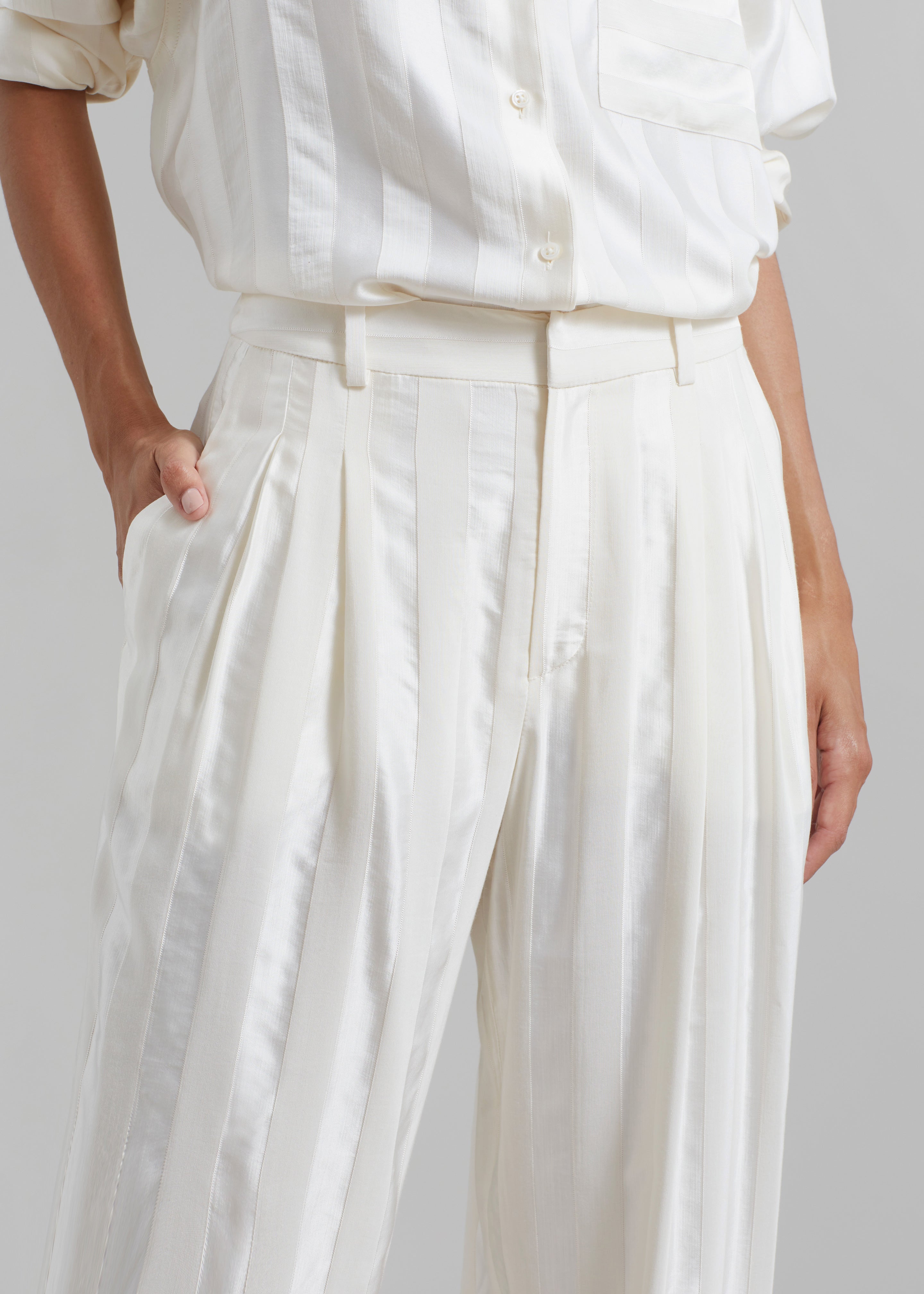 Loulou Studio Siaro Wide Leg Pants - Ivory - 3