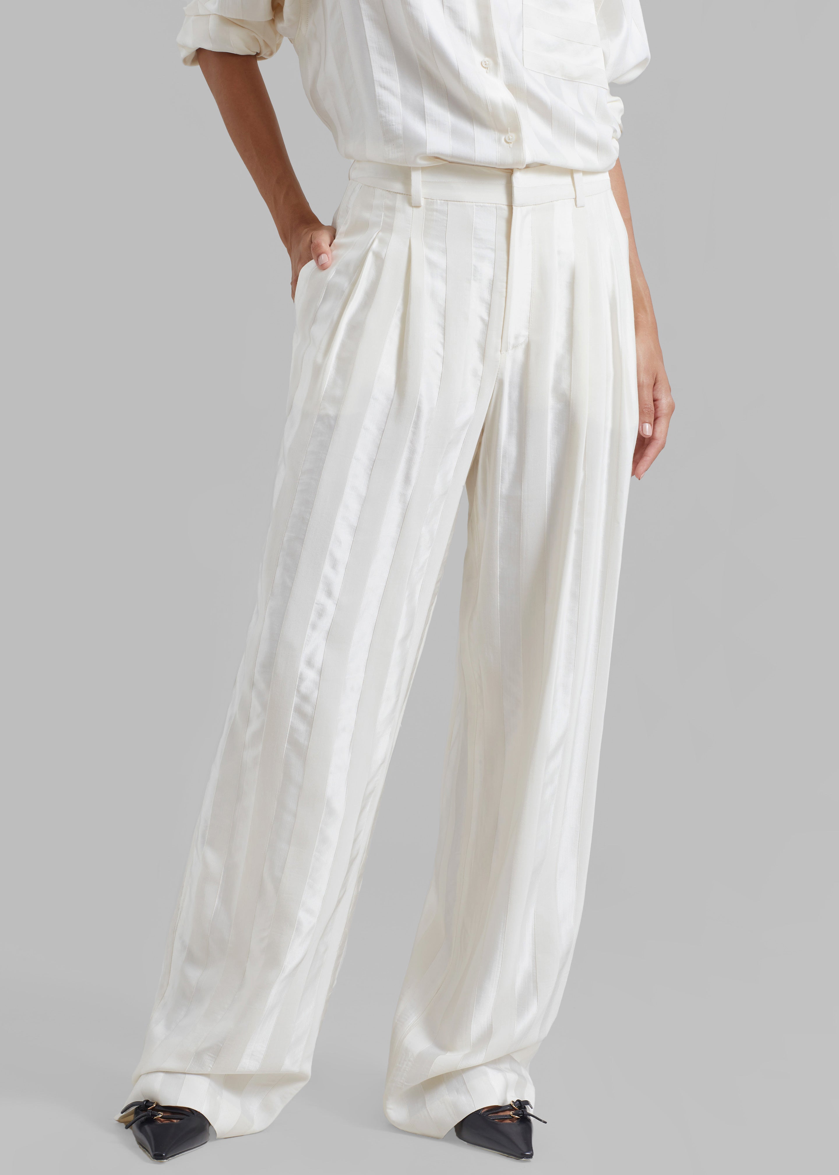 Loulou Studio Siaro Wide Leg Pants - Ivory - 4