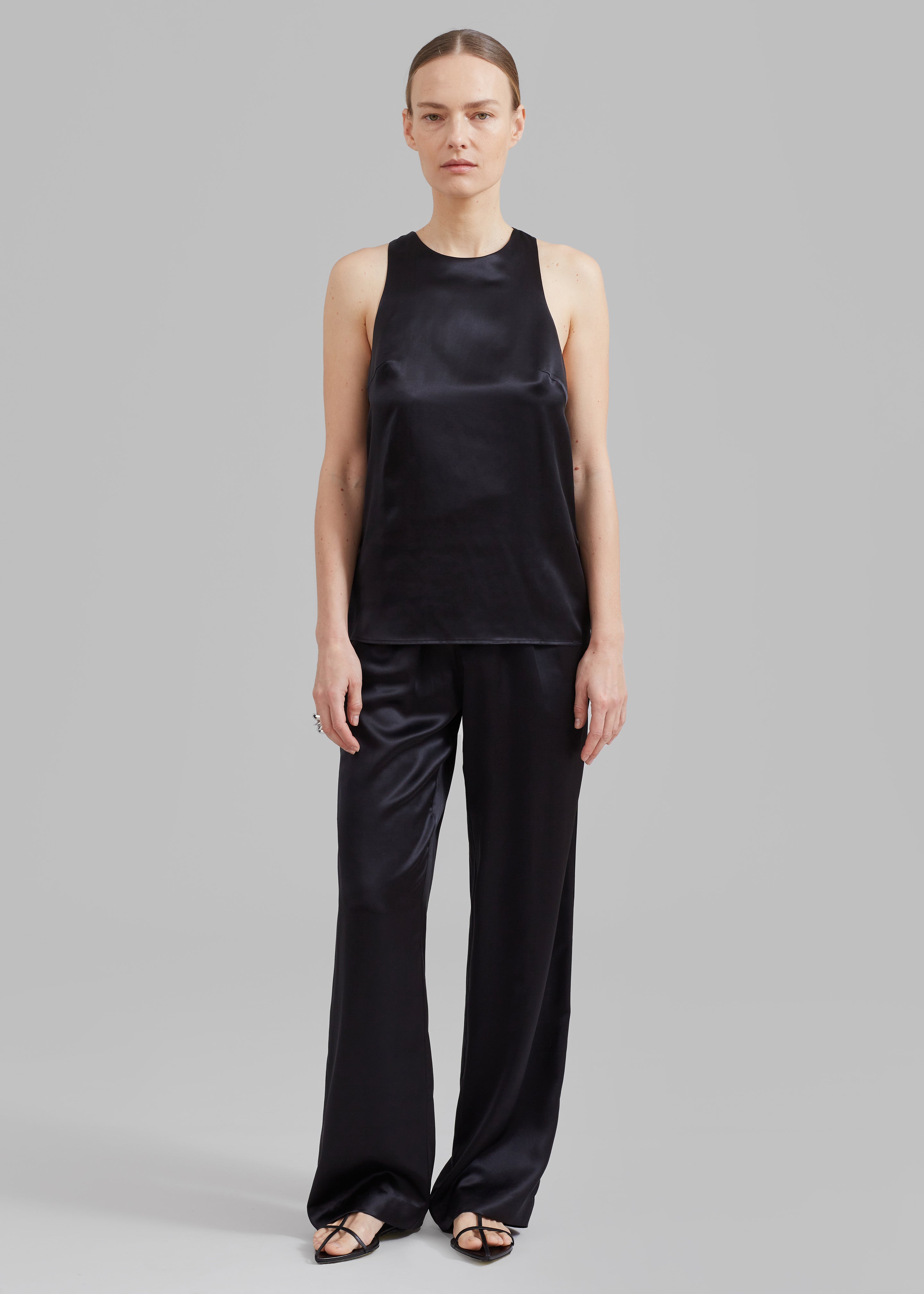 Loulou Studio Estor Silk Tank Top - Black - 5