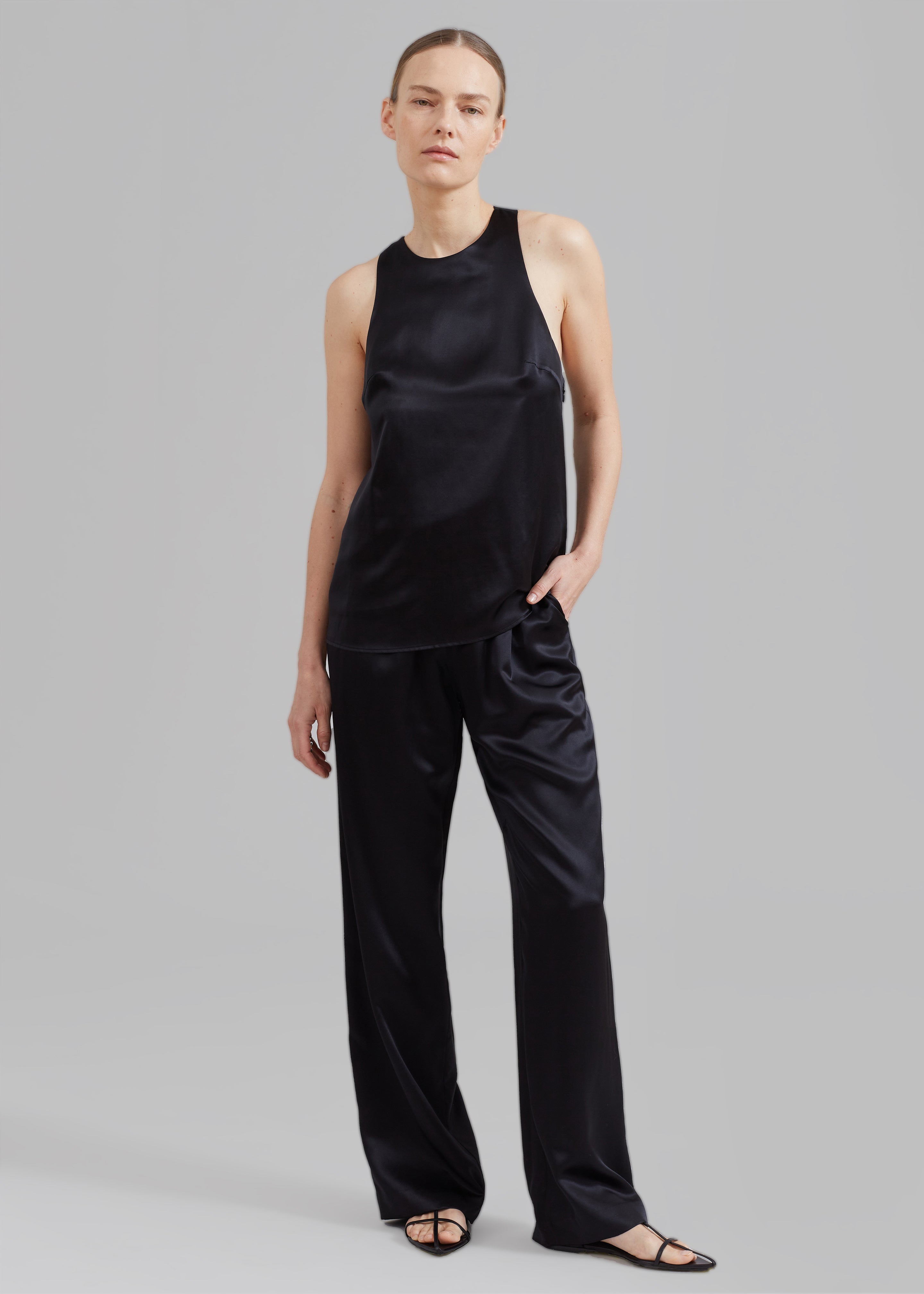 Loulou Studio Estor Silk Tank Top - Black - 4
