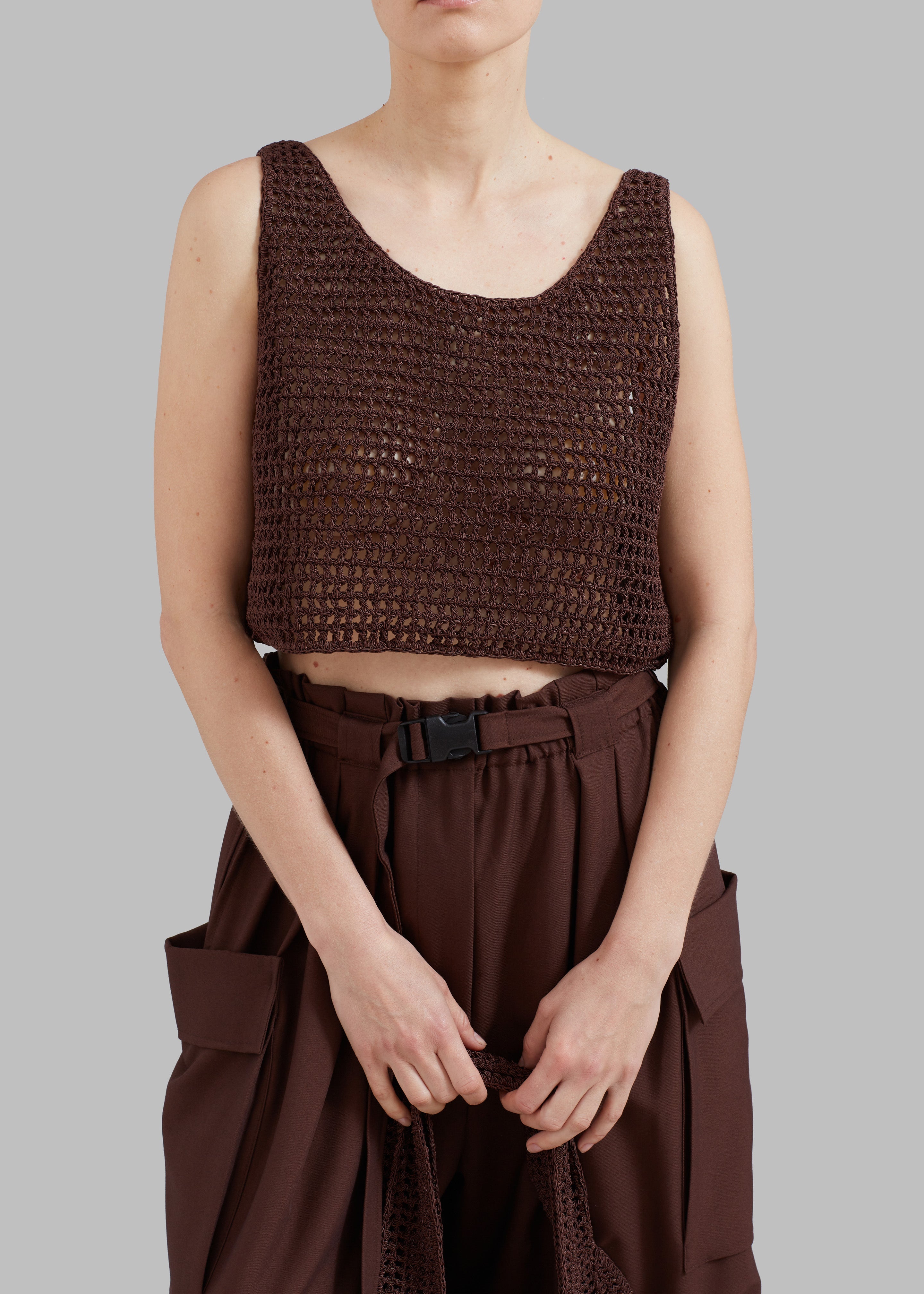 Low Classic Handmade 2-Way Knit Top - Brown - 4