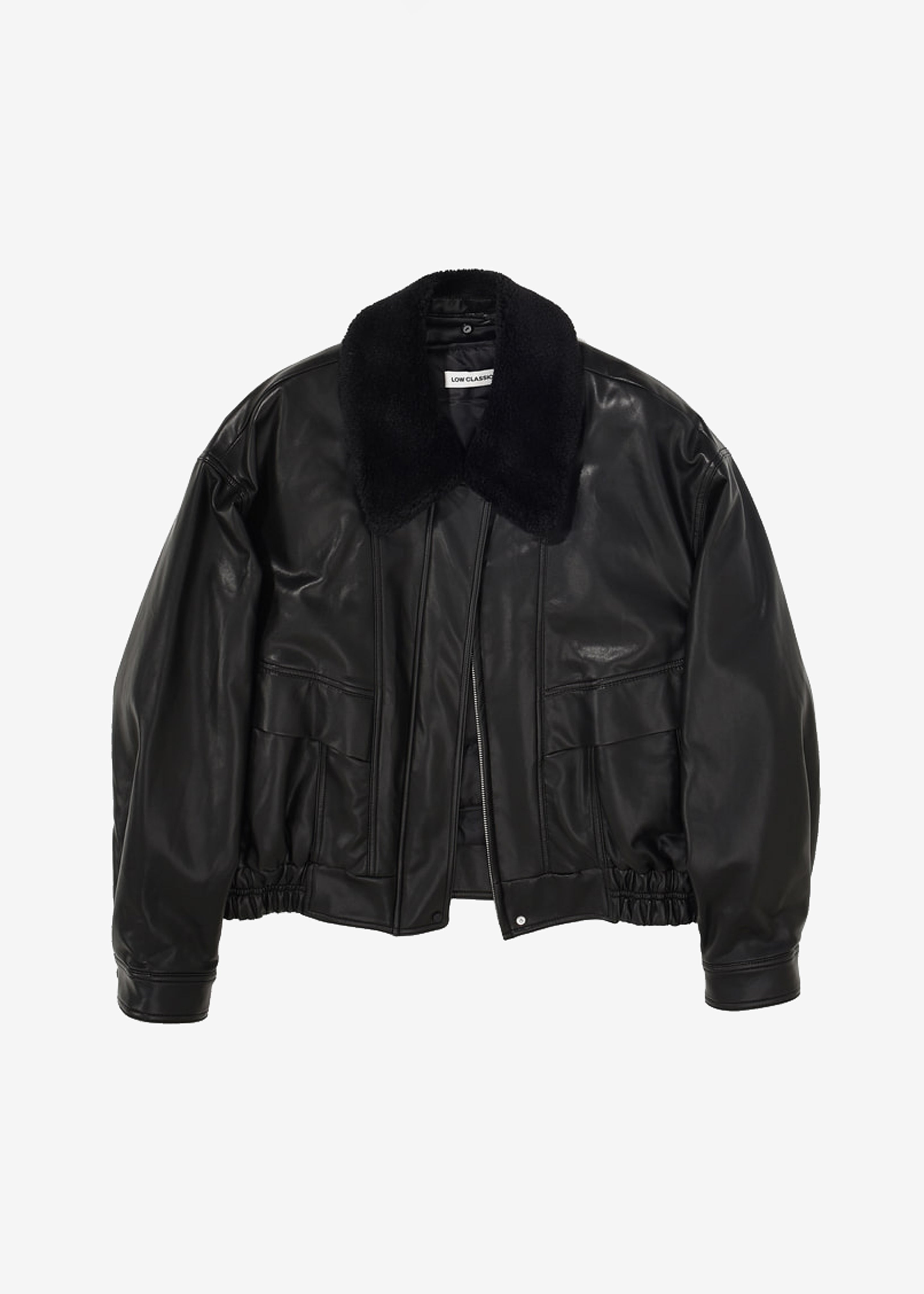 Low Classic Faux Leather Short Jacket - Black - 10