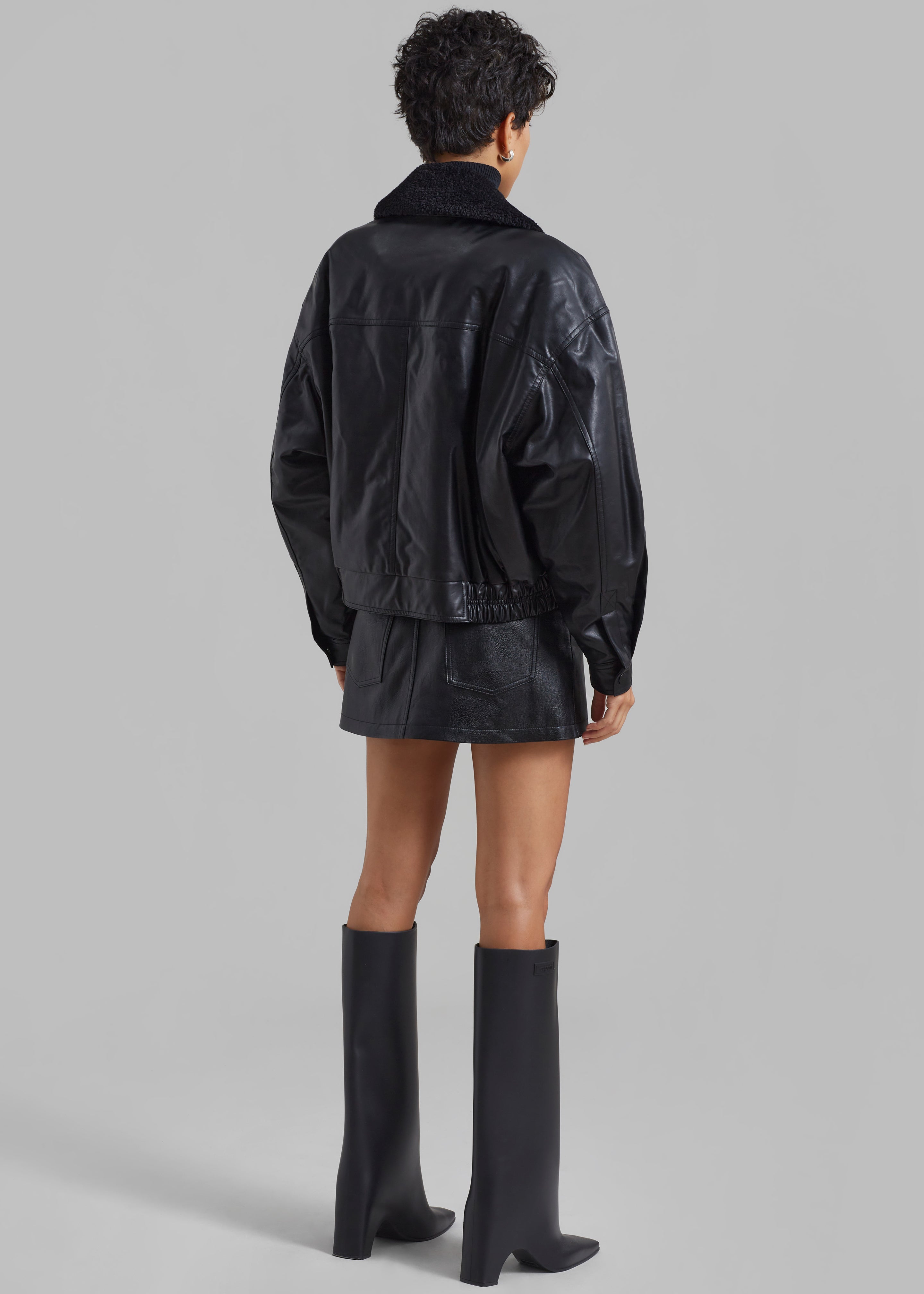 Low Classic Faux Leather Short Jacket - Black - 9