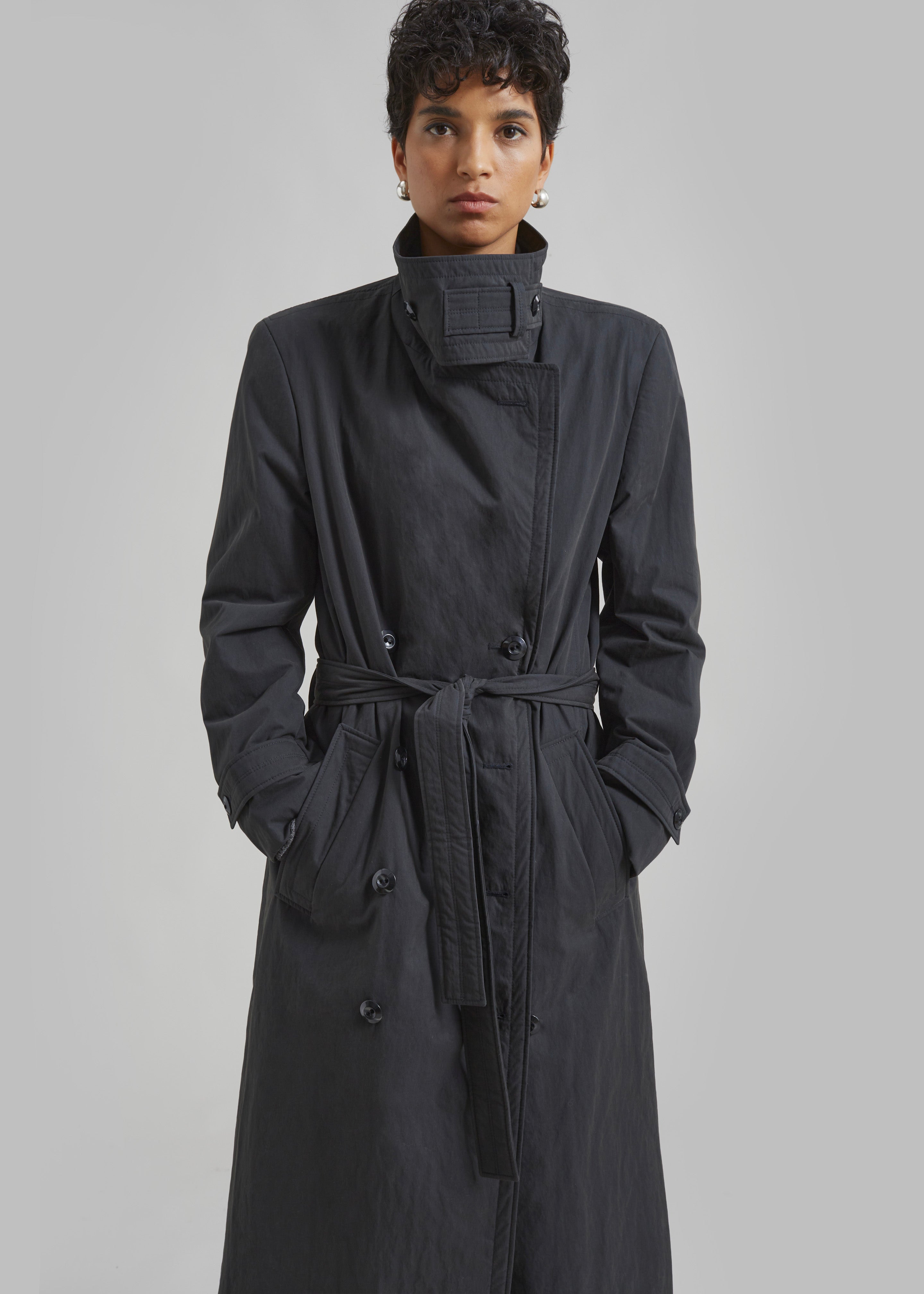 Low Classic Padded Sleek Long Coat - Charcoal - 6