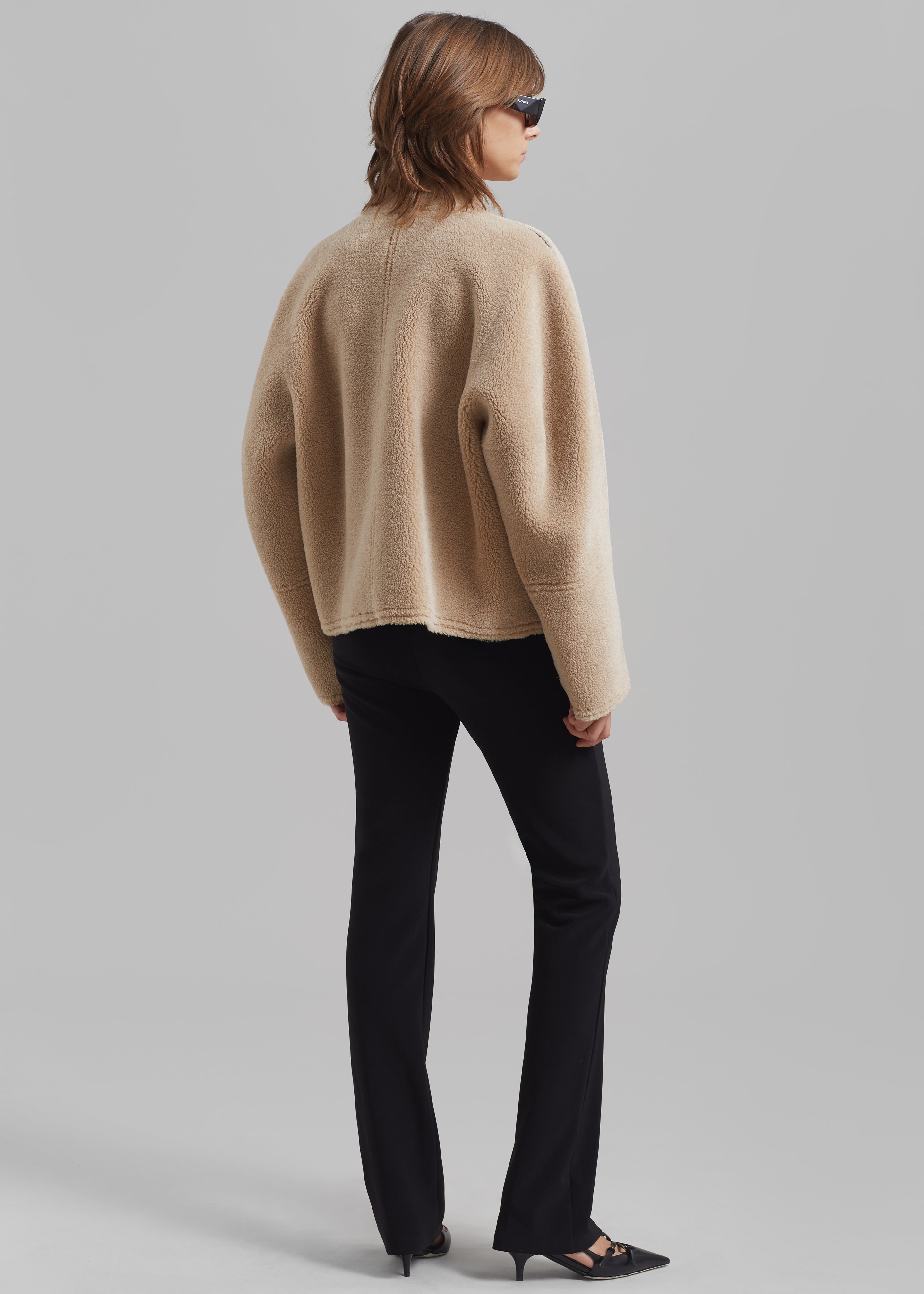Low Classic Short Shearling Reversible Coat - Beige - 12