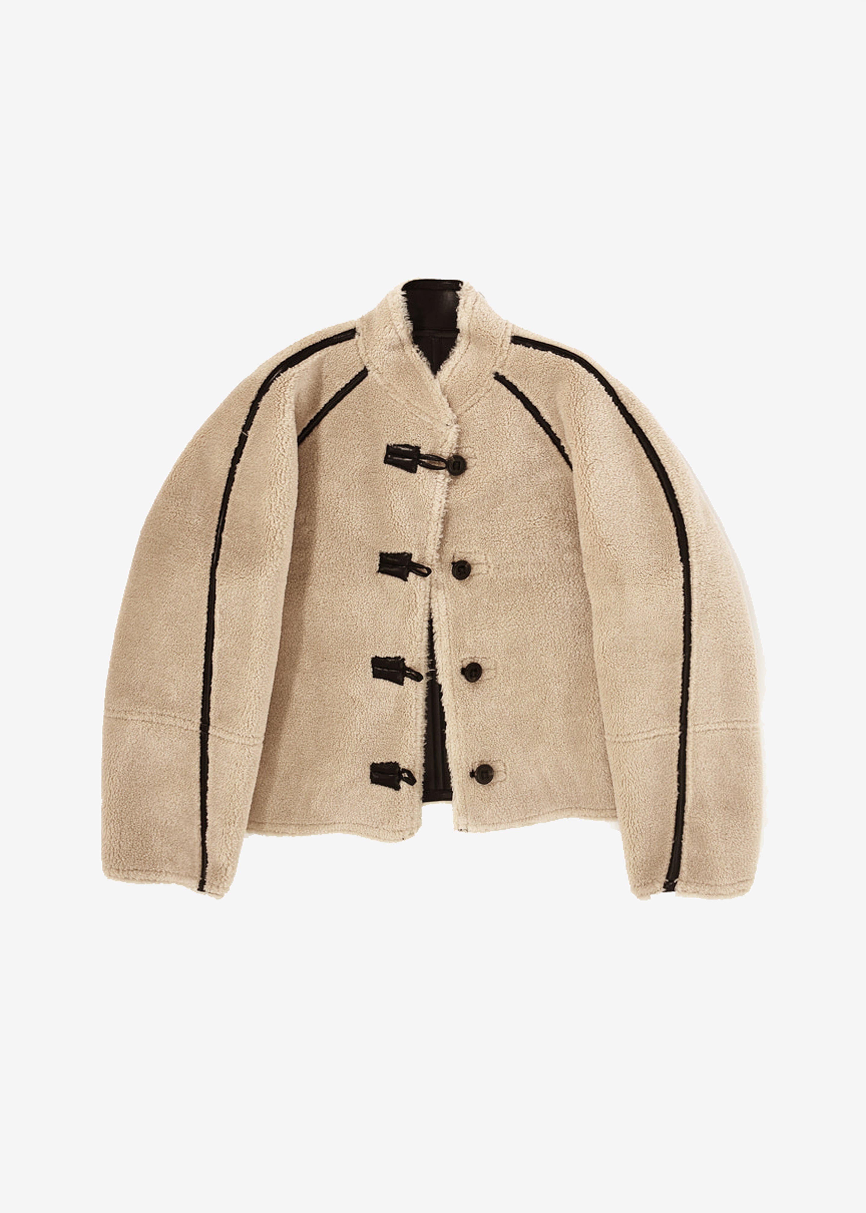 Low Classic Short Shearling Reversible Coat - Beige - 13