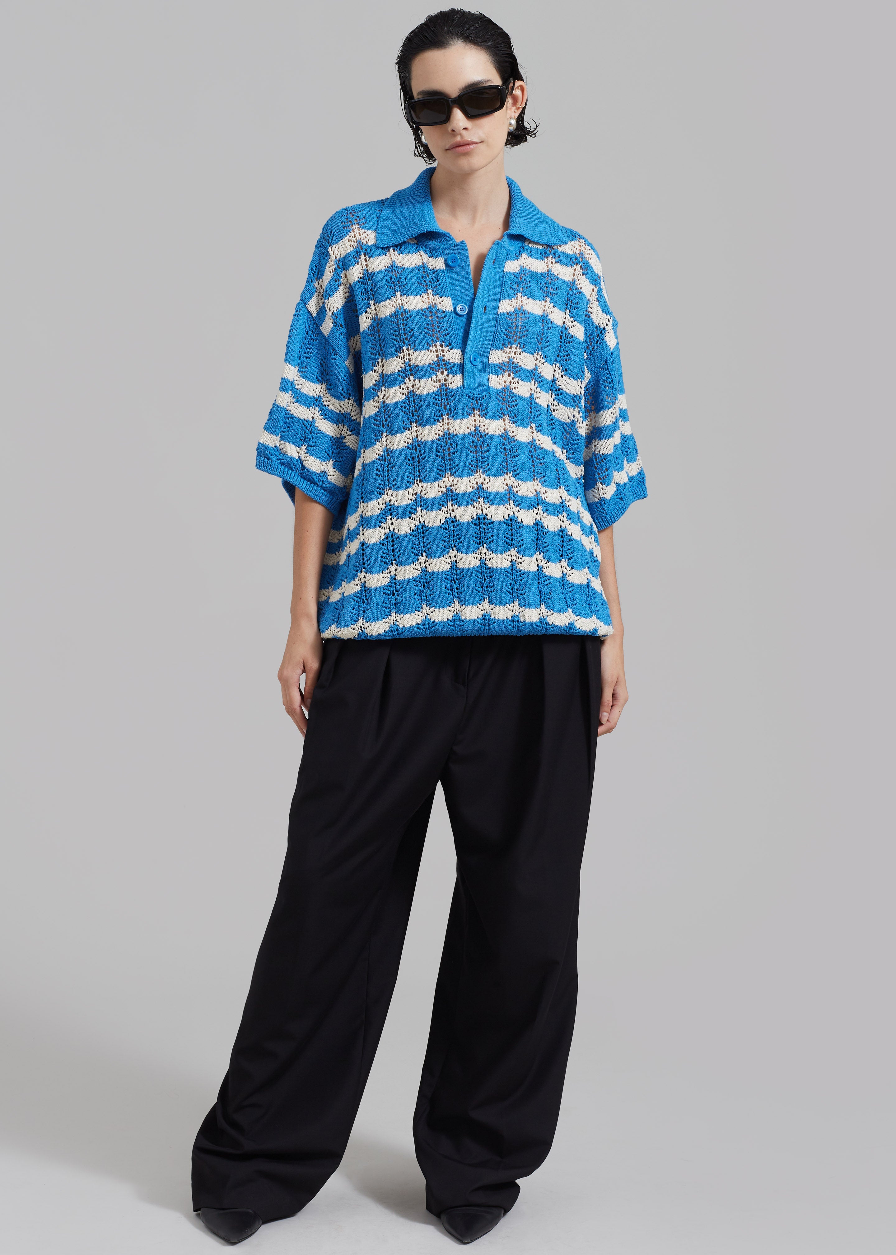 Lucca Knitted Top - Blue - 5