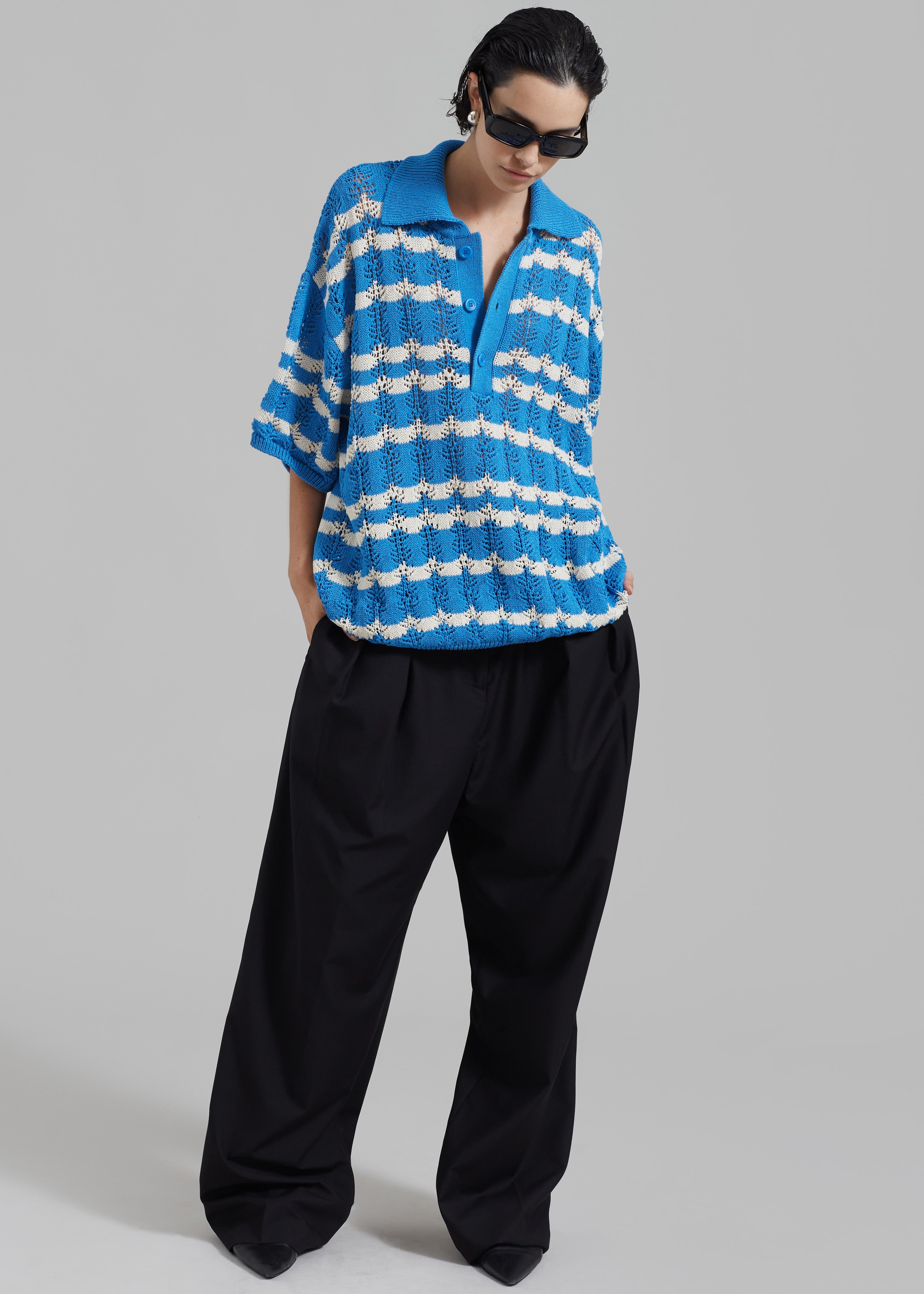 Lucca Knitted Top - Blue - 1