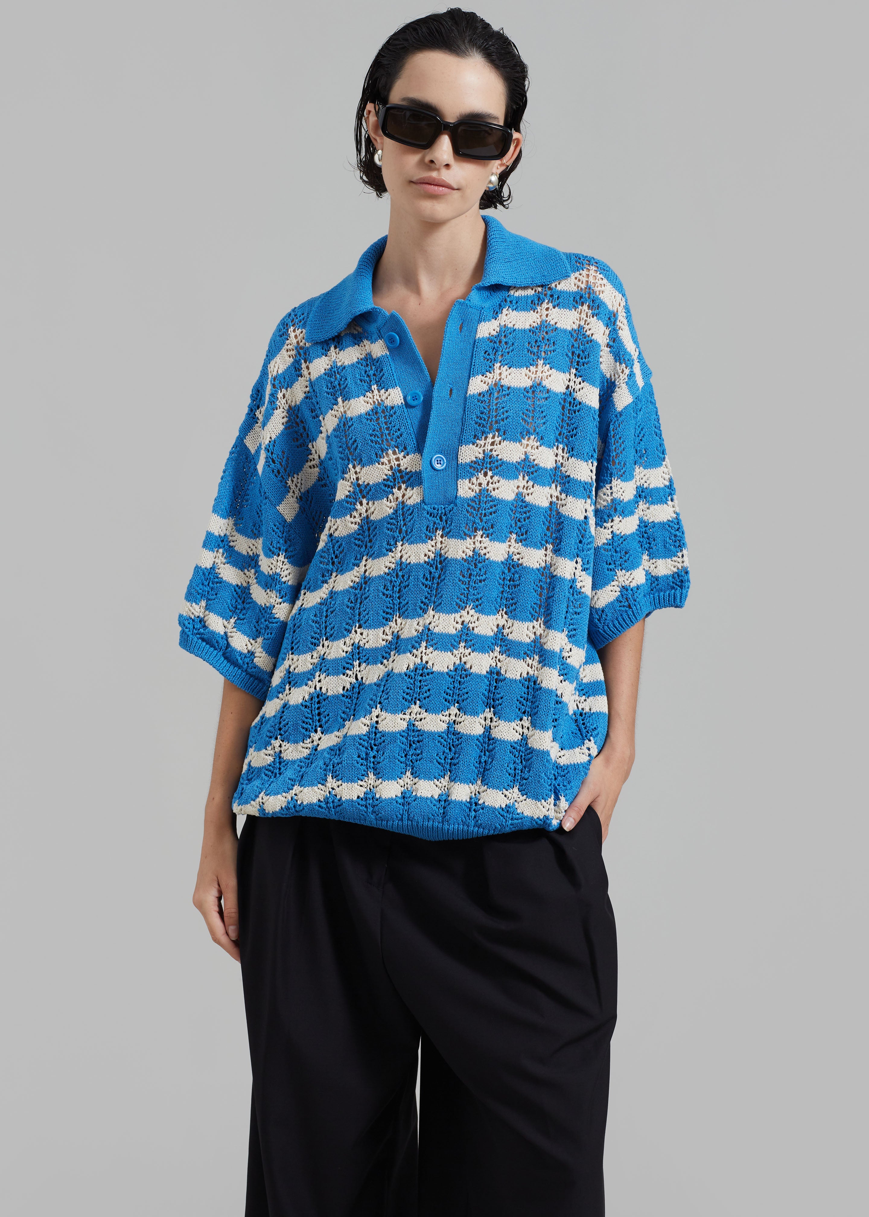 Lucca Knitted Top - Blue - 3