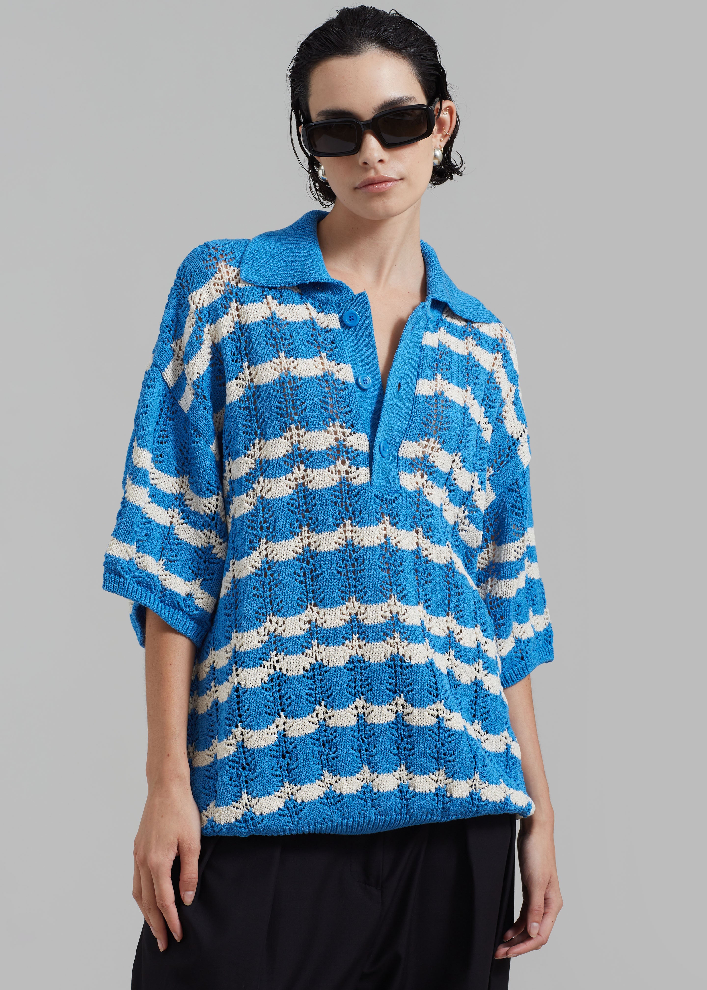 Lucca Knitted Top - Blue - 7