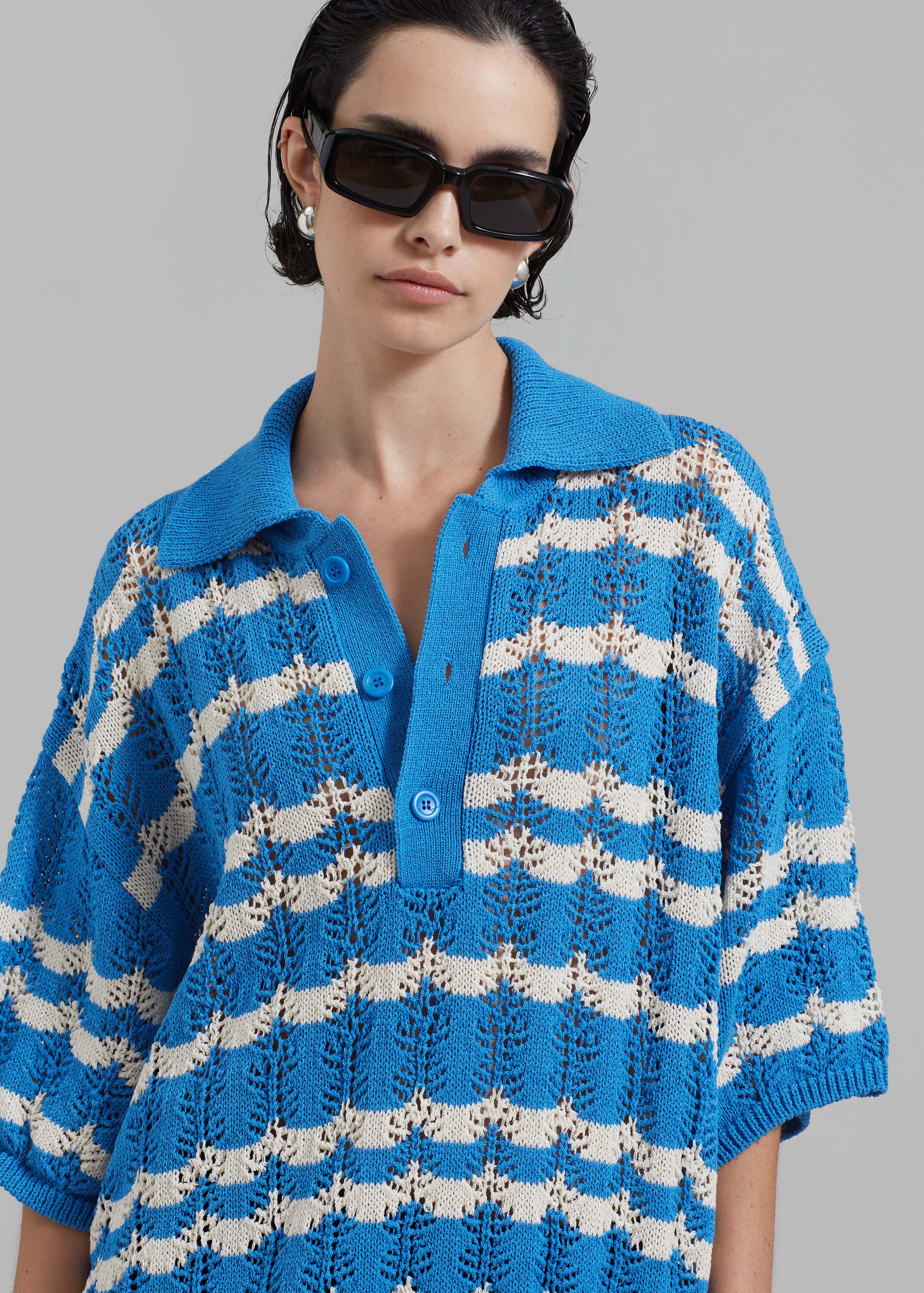 Lucca Knitted Top - Blue - 4