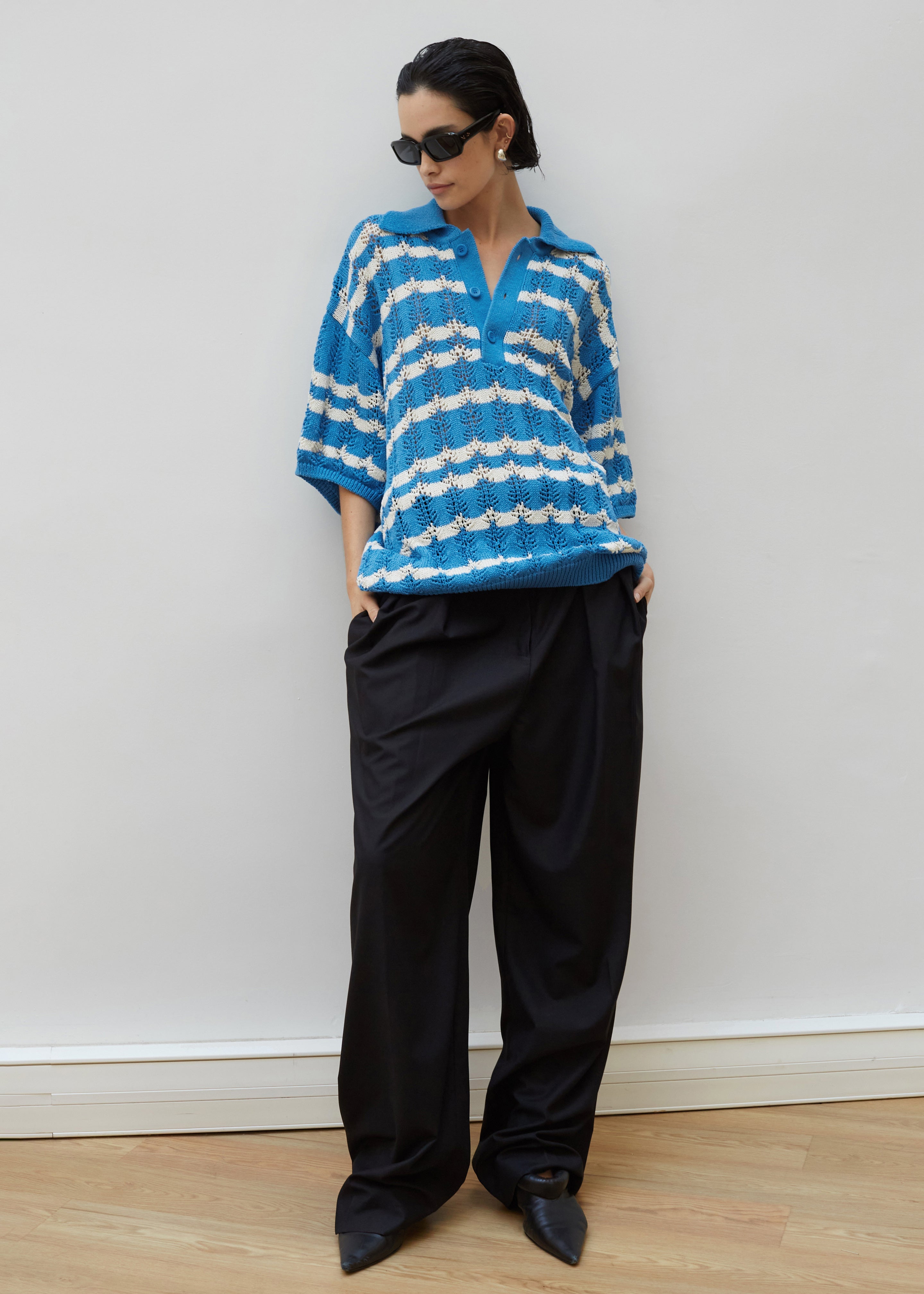 Lucca Knitted Top - Blue - 8