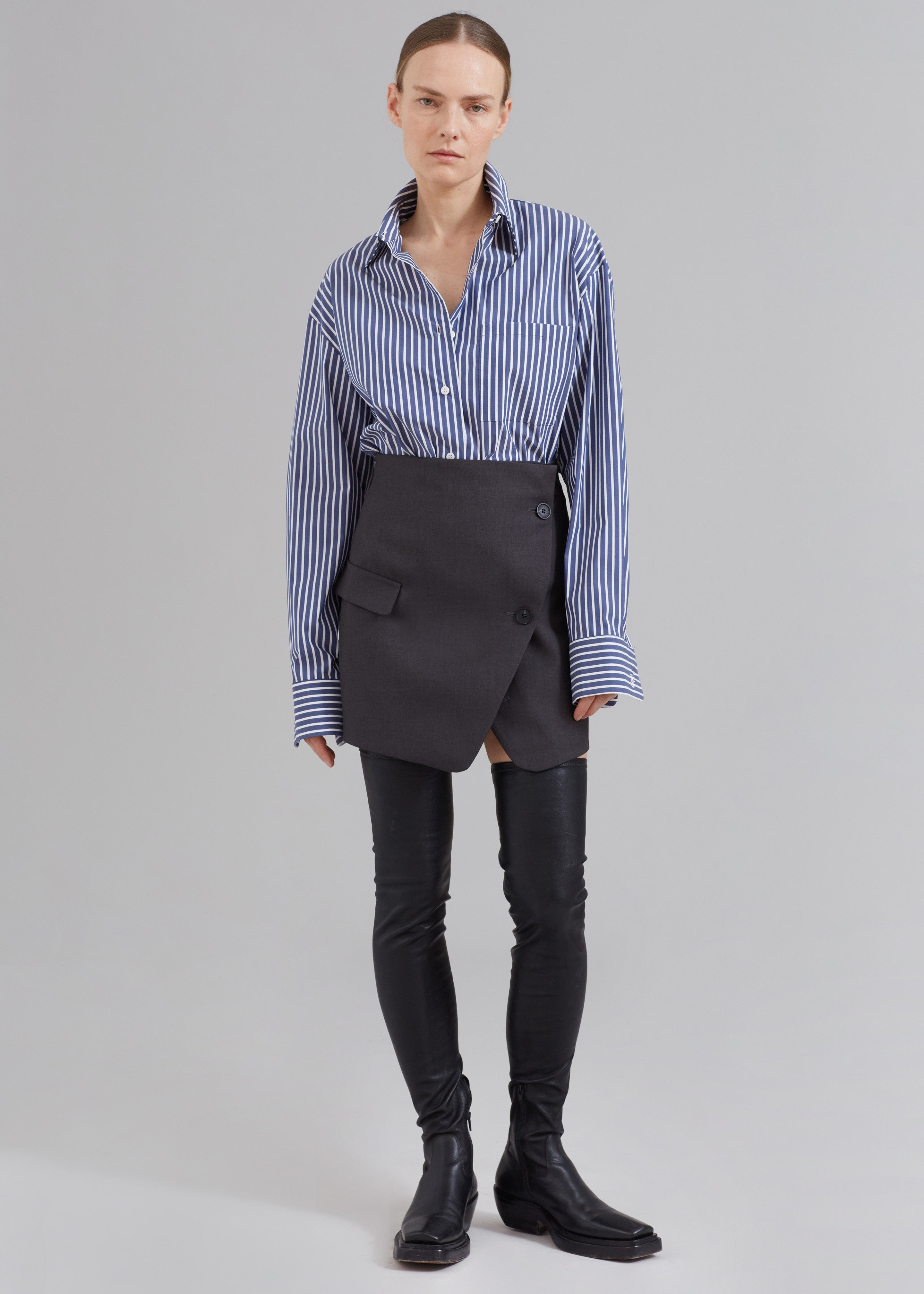 Lui Thin Stripe Shirt - Navy Stripe - 4