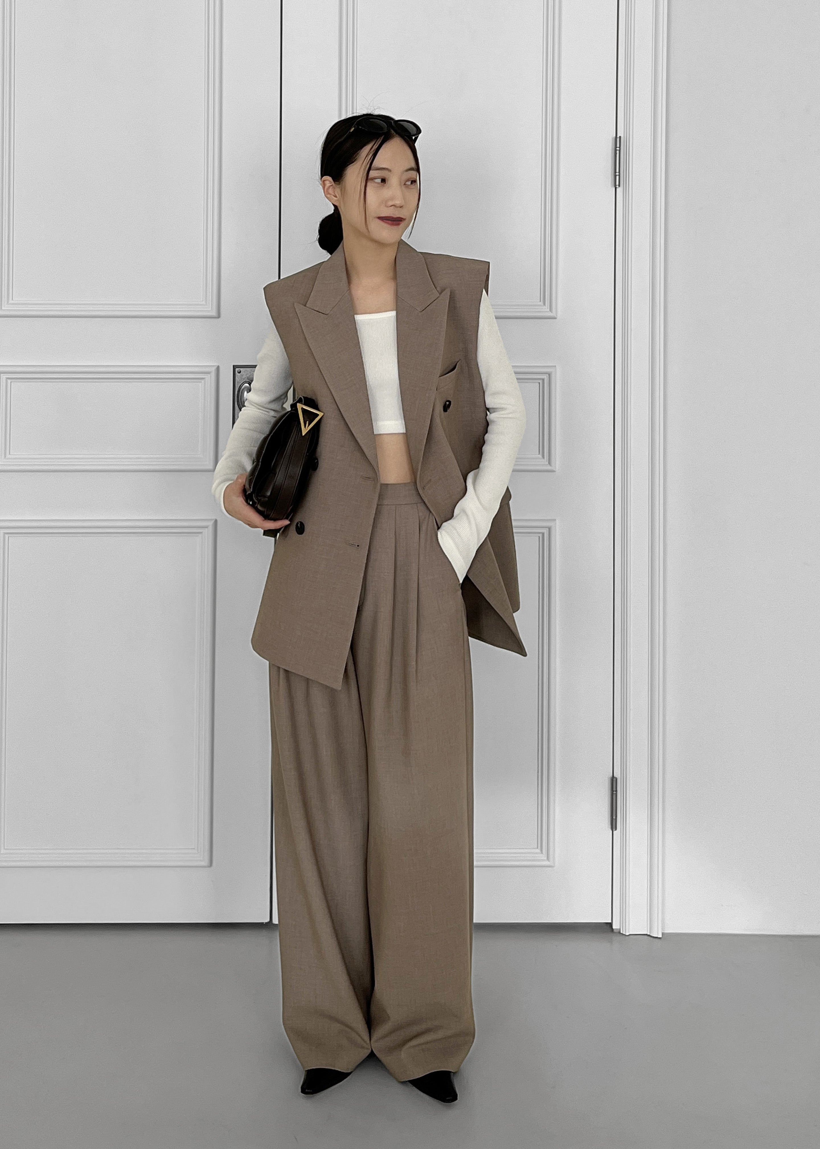 Luxor Double Breasted Vest - Taupe - 10