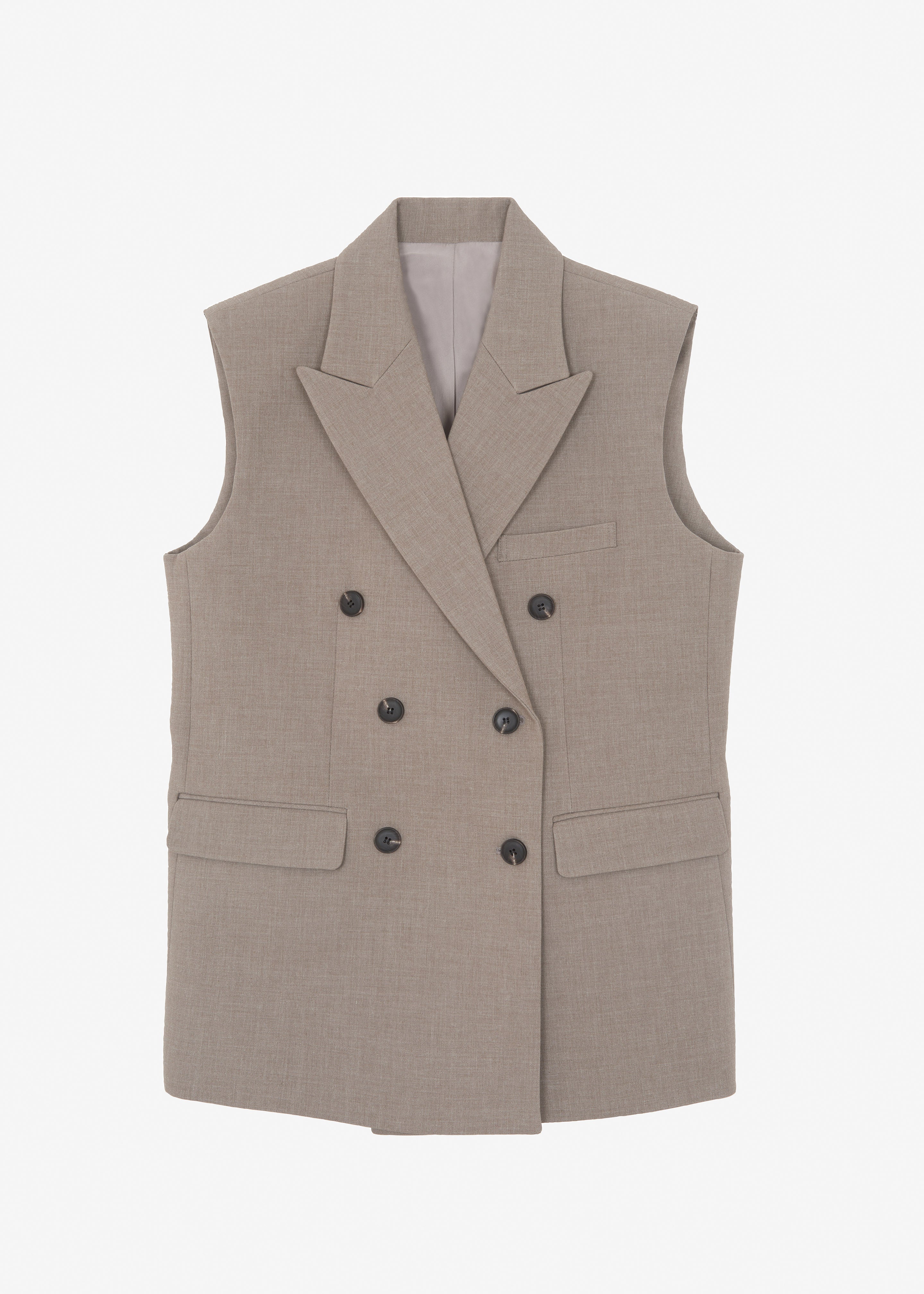 Luxor Double Breasted Vest - Taupe - 11