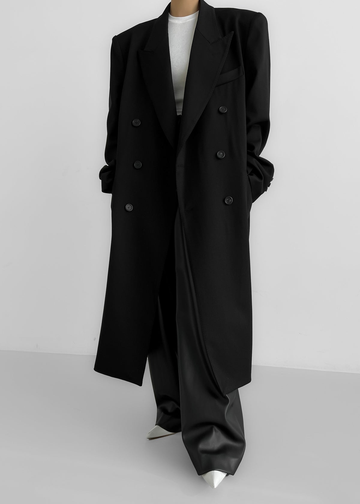 London Double Breasted Coat - Black - 2