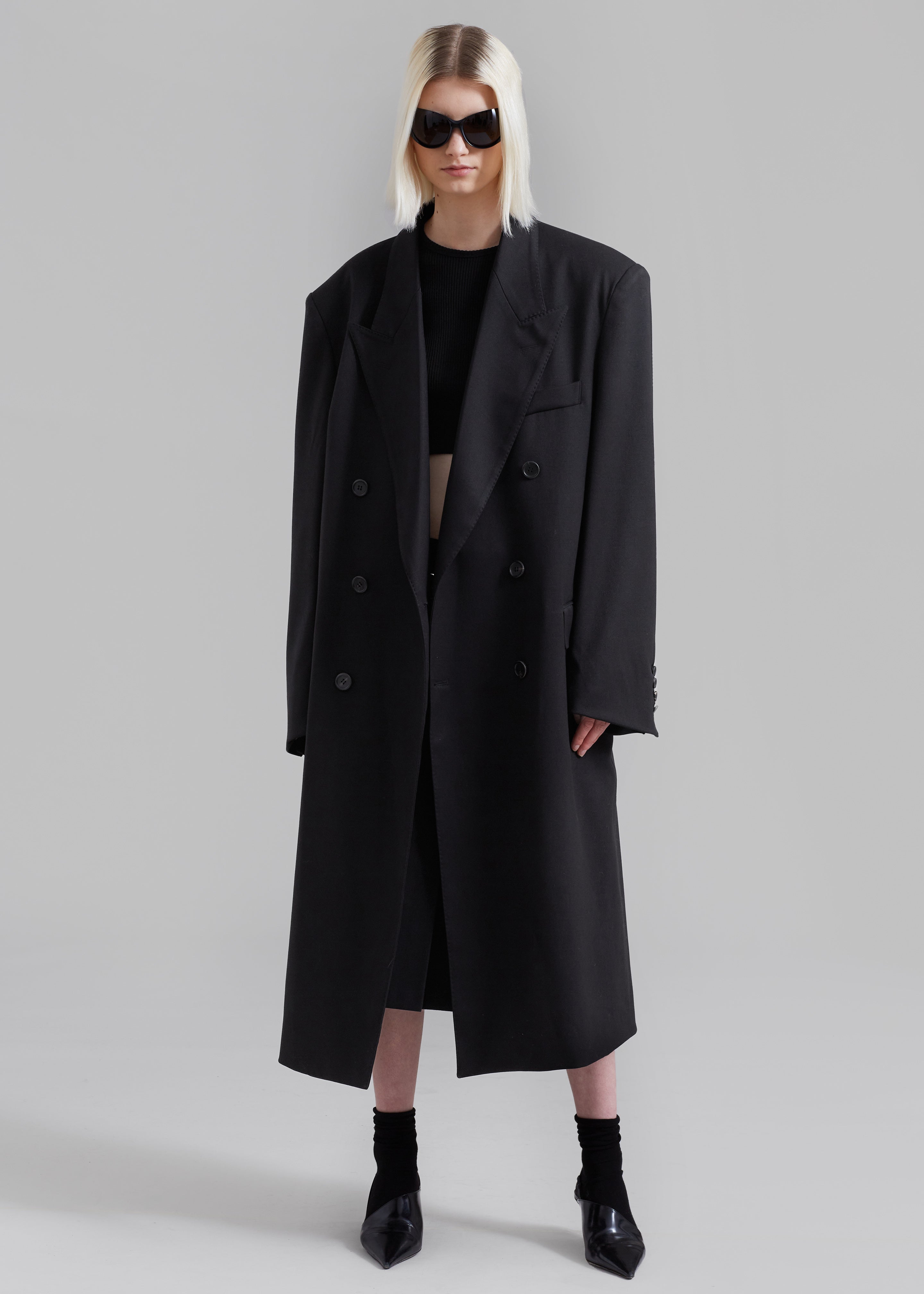 London Double Breasted Coat - Black - 3