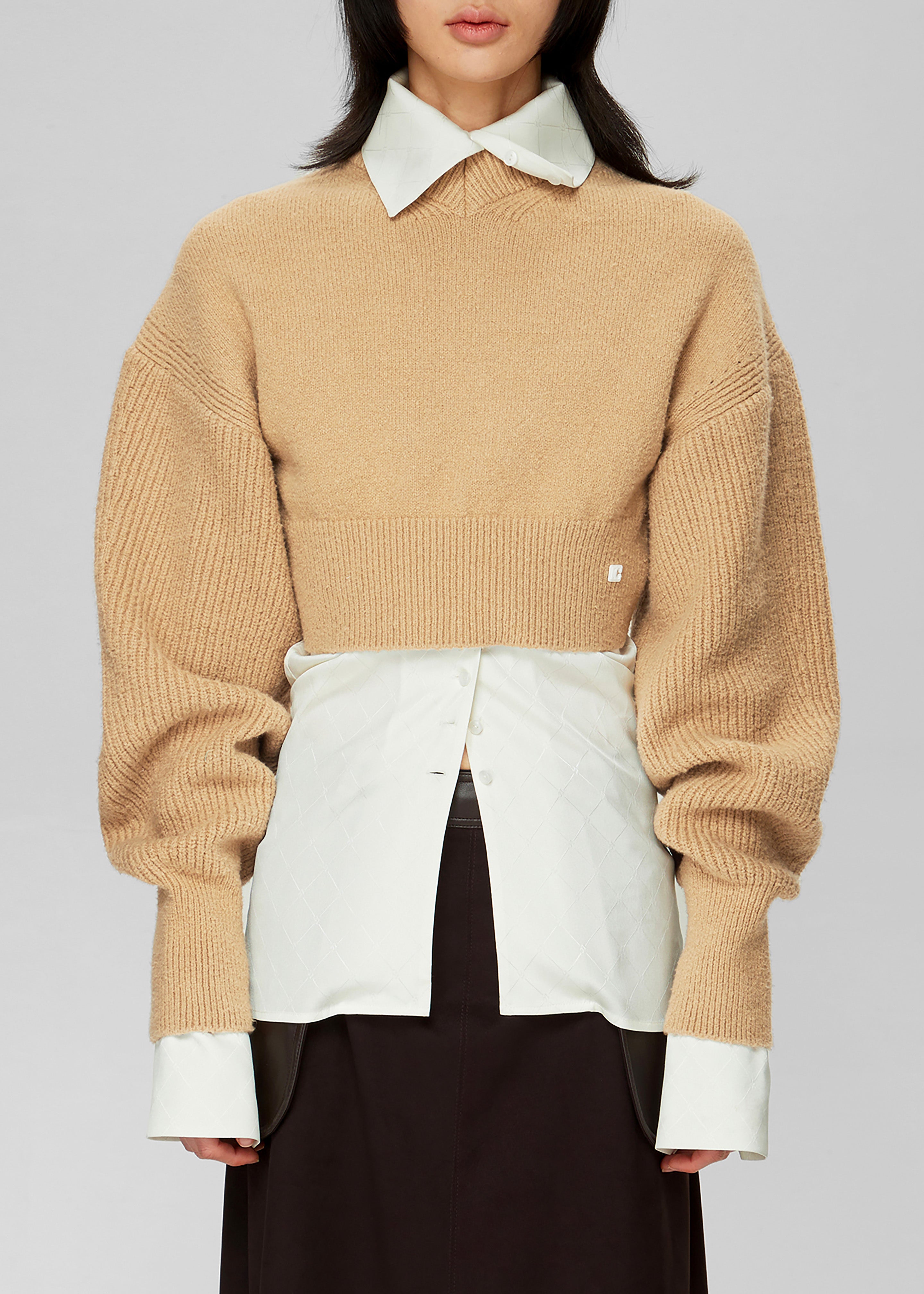 Low Classic Back Point Crop Knit - Beige - 4