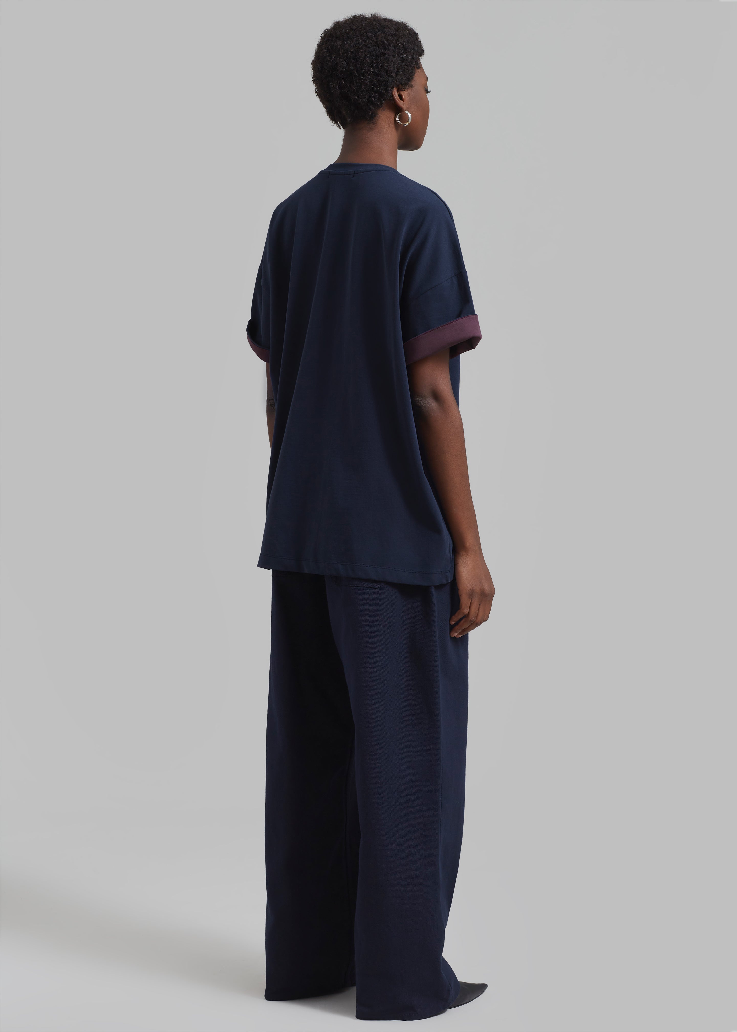 Mani Roll Up Sleeve Tee - Navy/Prune - 6
