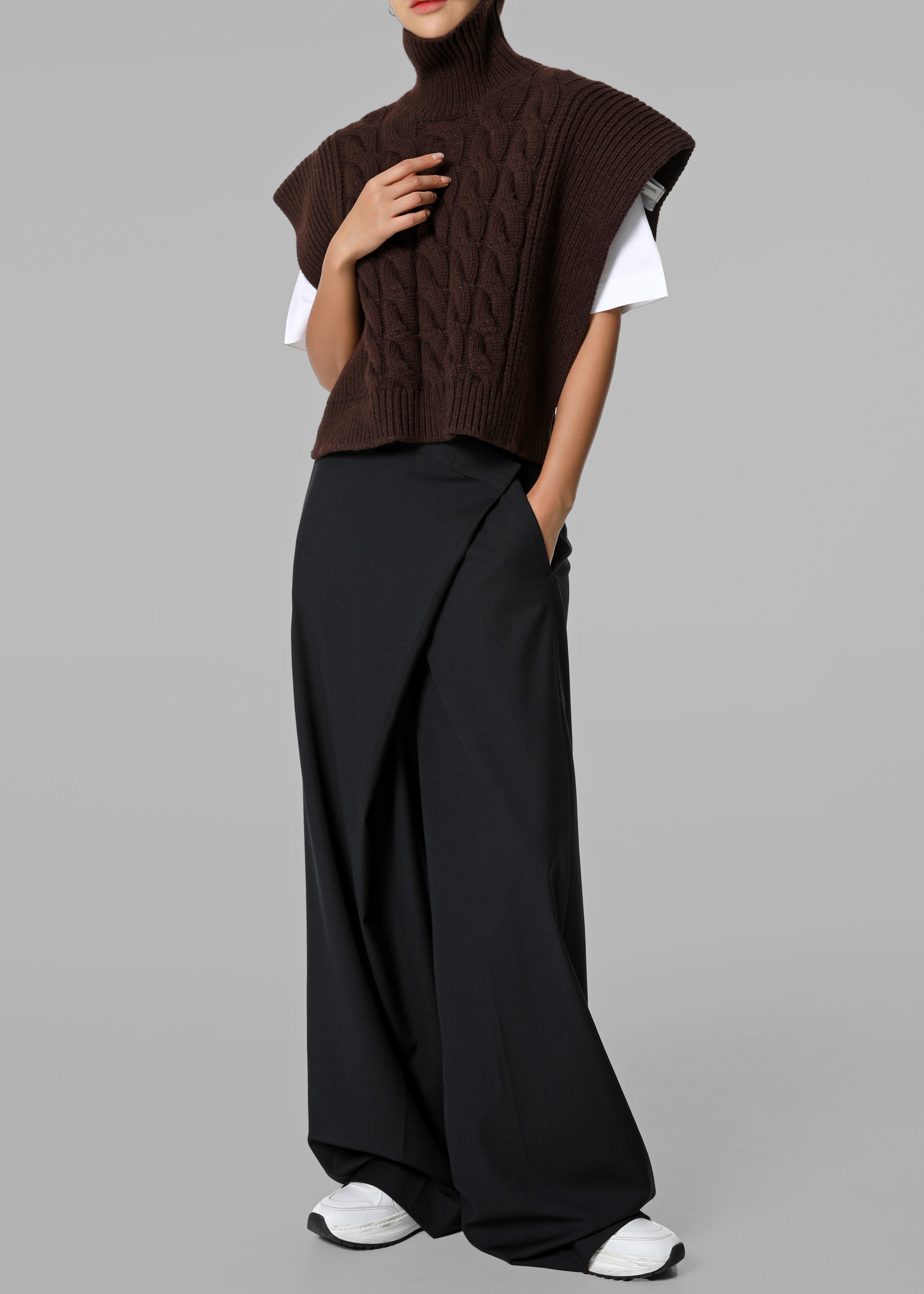 Marjorie Asymmetrical Trousers - Black - 14