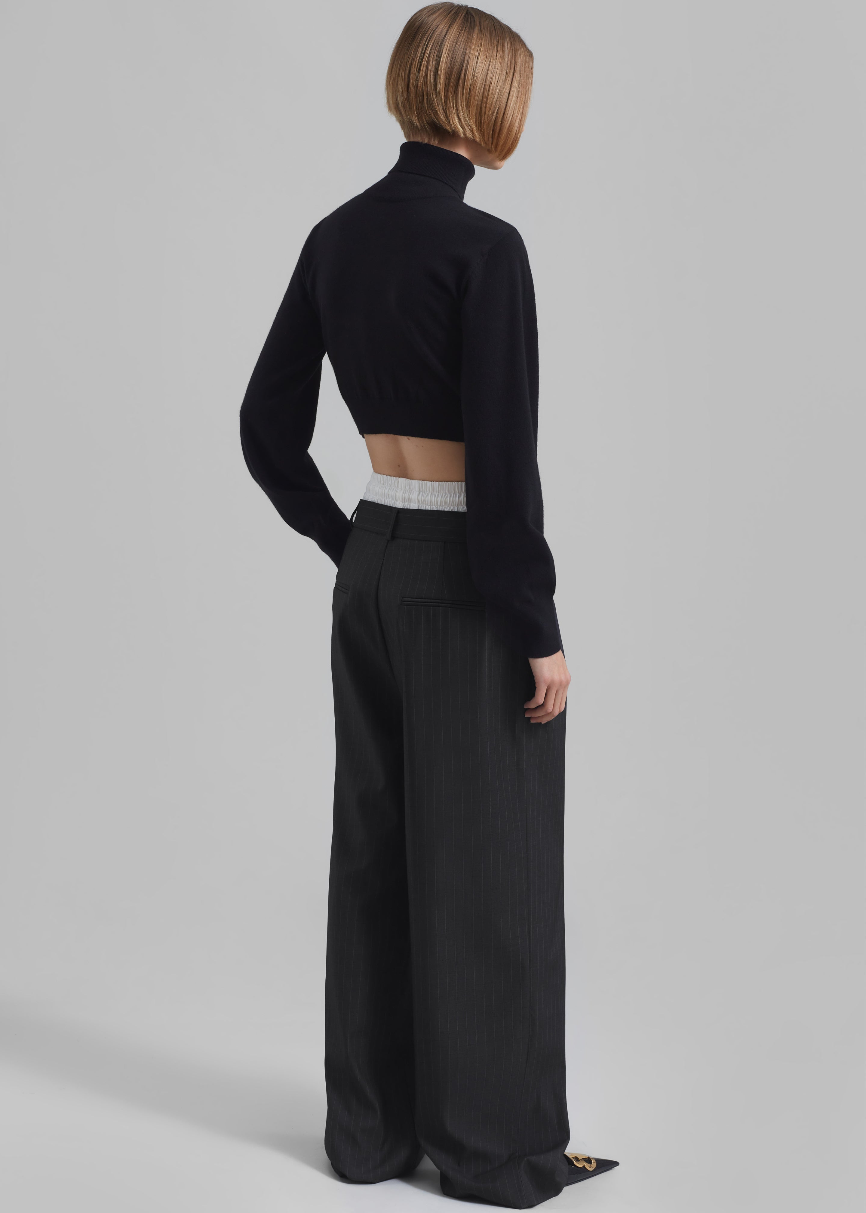 Maroney Pleated Boxer Trousers - Grey Pinstripe - 8