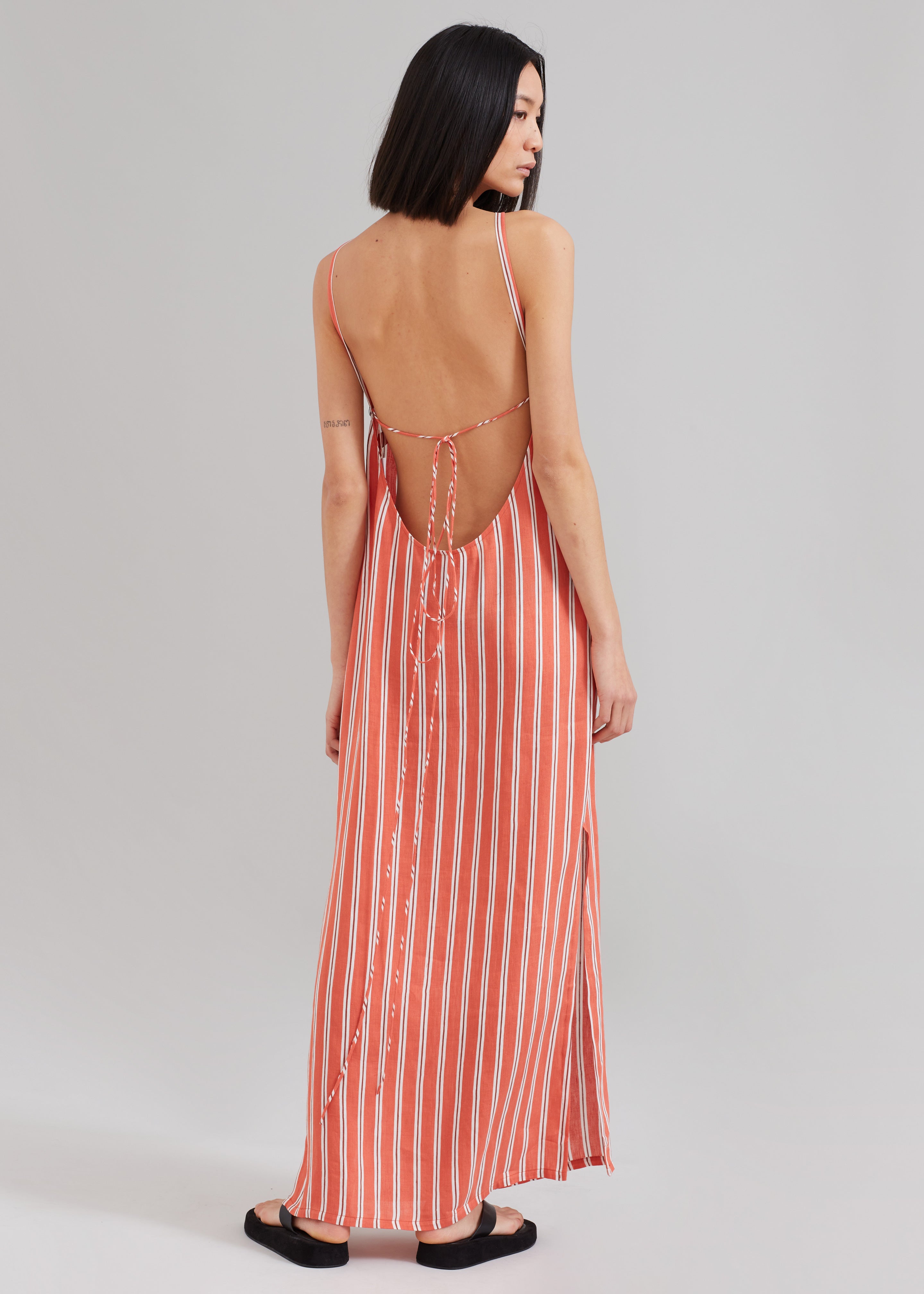 MATIN Isola Open Back Dress - Red Stripe - 3