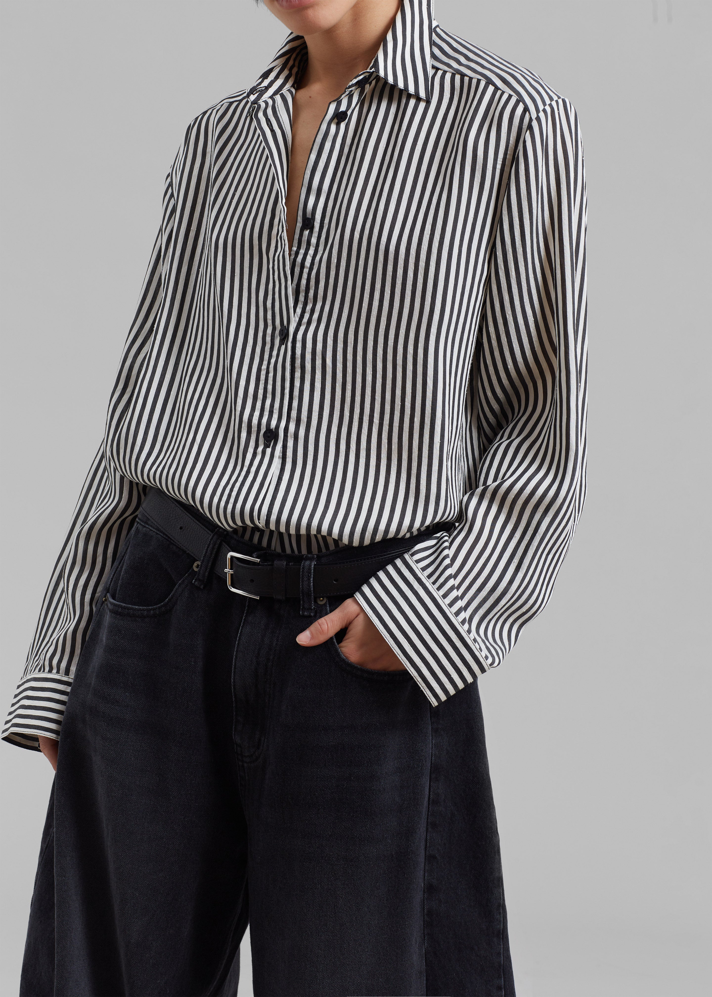 Matteau Classic Contrast Stripe Shirt - Ink Stripe - 3