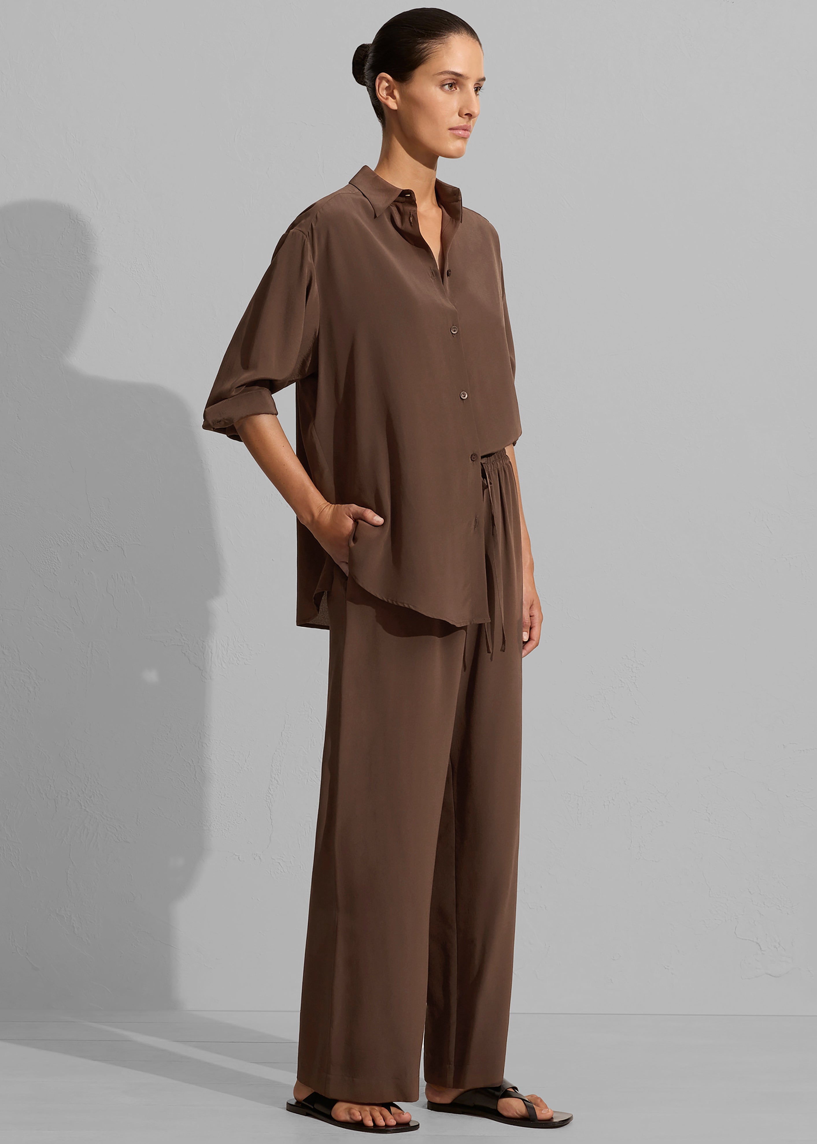 Matteau Long Sleeve Silk Shirt - Sable - 7